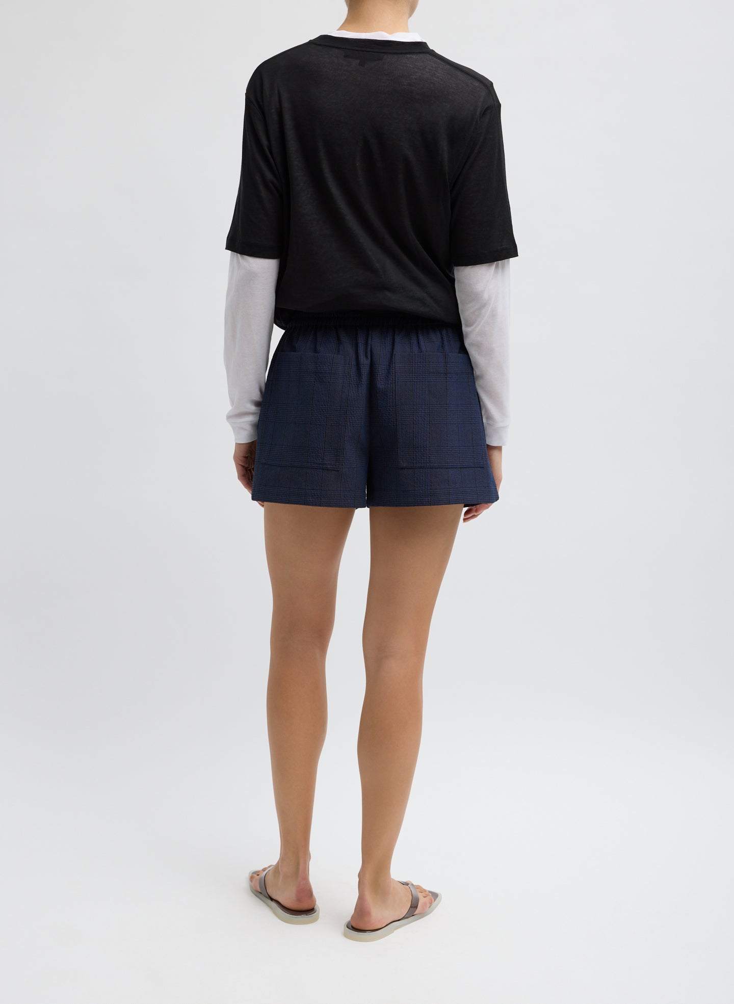 Menswear Crepon Pull On Shorts | Tibi Navy Multi