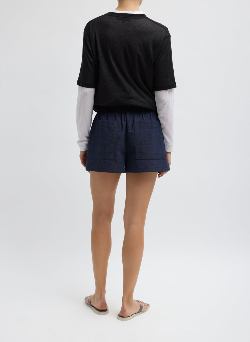 Menswear Crepon Pull On Shorts | Tibi Navy Multi