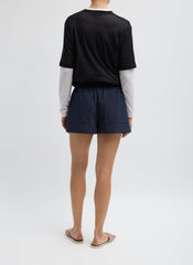 Menswear Crepon Pull On Shorts | Tibi Navy Multi