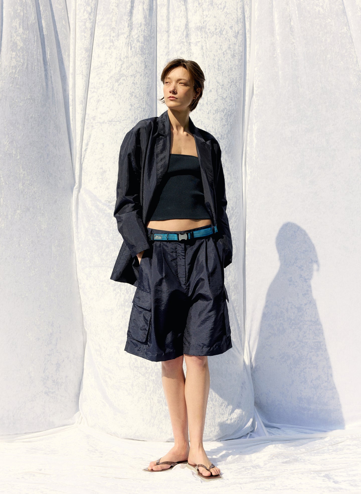Crispy Nylon Stella Short | Tibi Navy