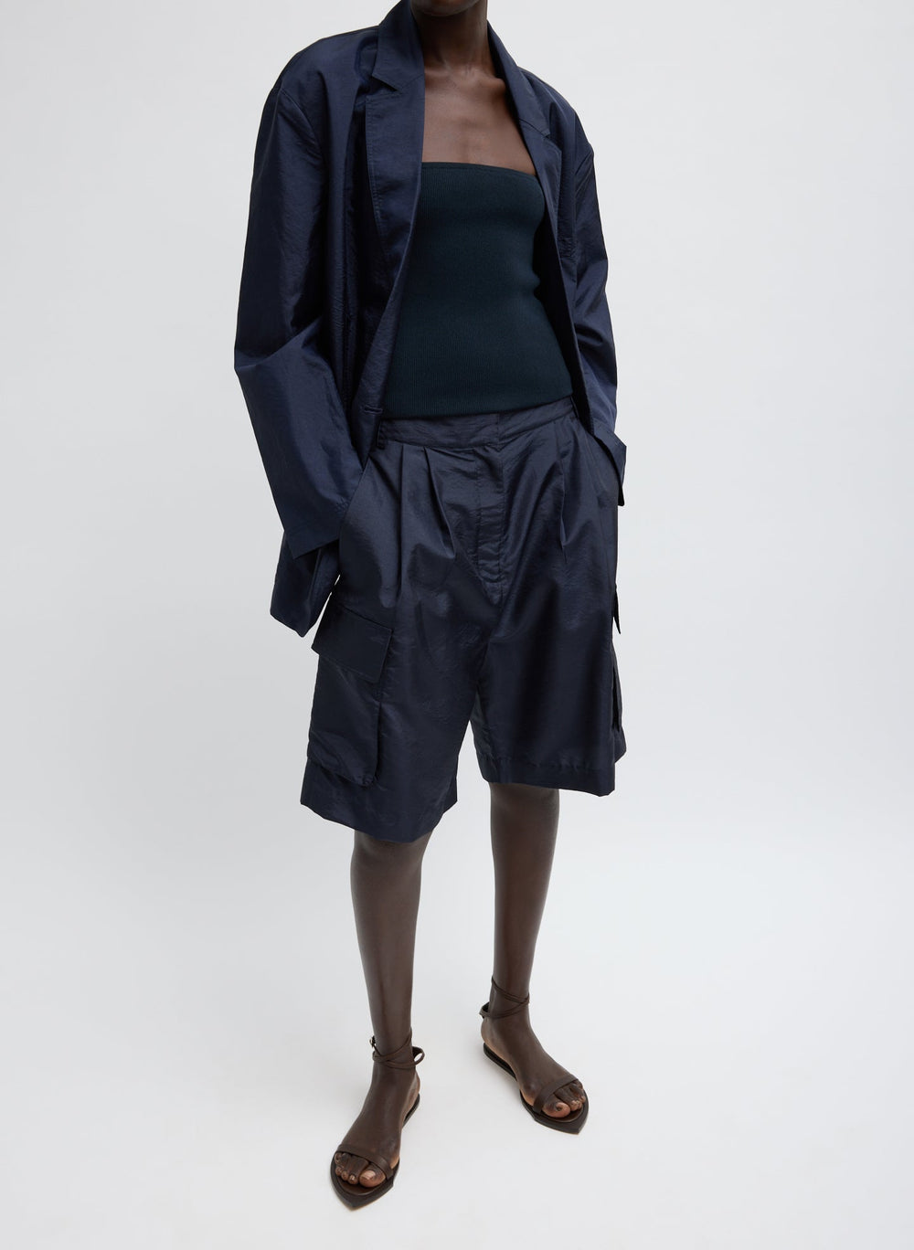 Crispy Nylon Stella Short | Tibi Navy