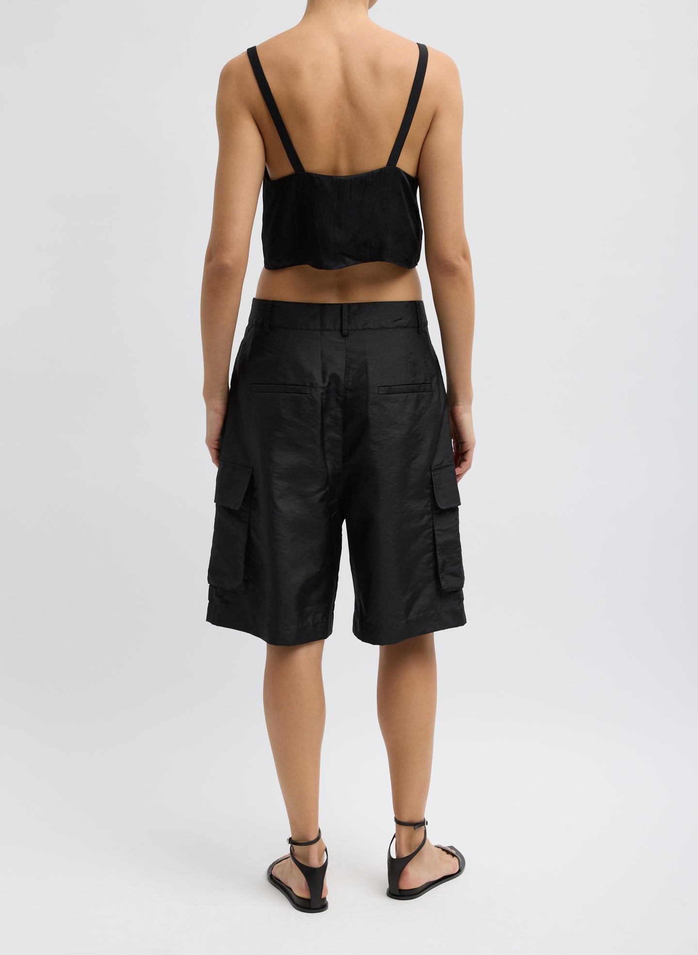 Crispy Nylon Stella Short | Tibi Black