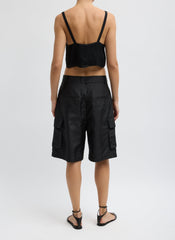 Crispy Nylon Stella Short | Tibi Black