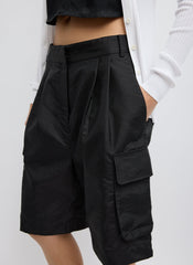 Crispy Nylon Stella Short | Tibi Black