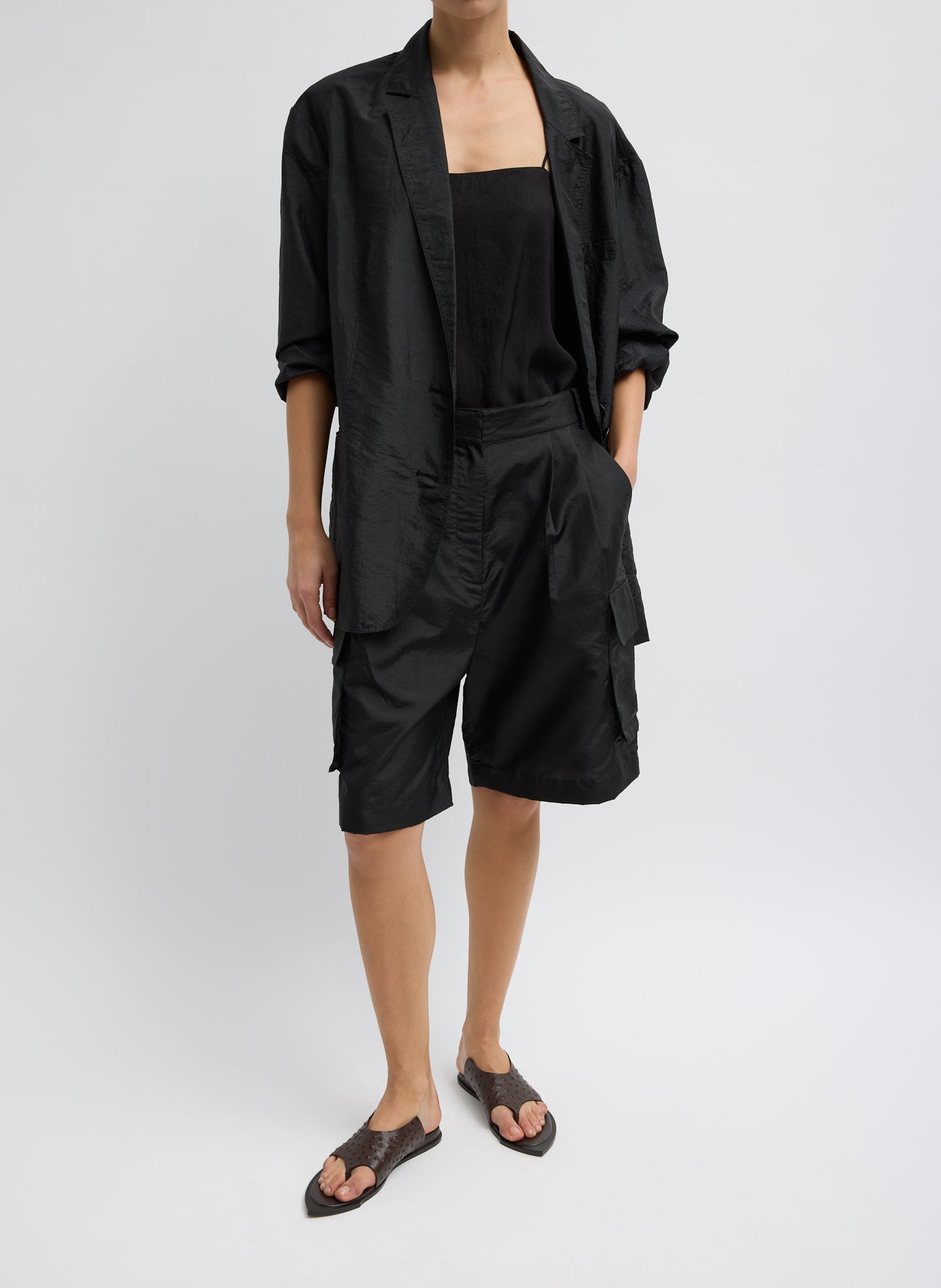 Crispy Nylon Stella Short | Tibi Black