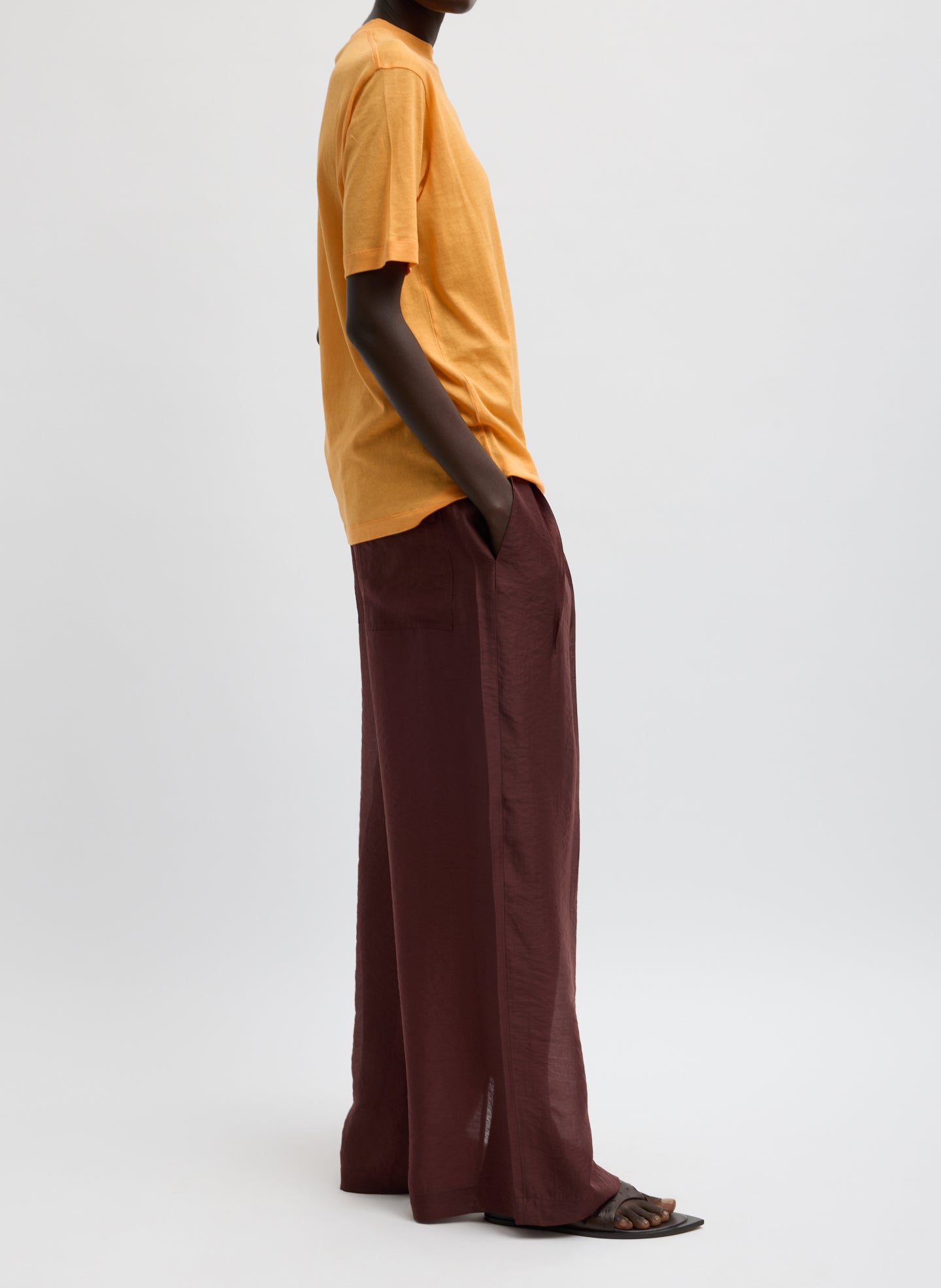 Summer Voile Stella Pant With Slit Detail | Tibi Russet Brown