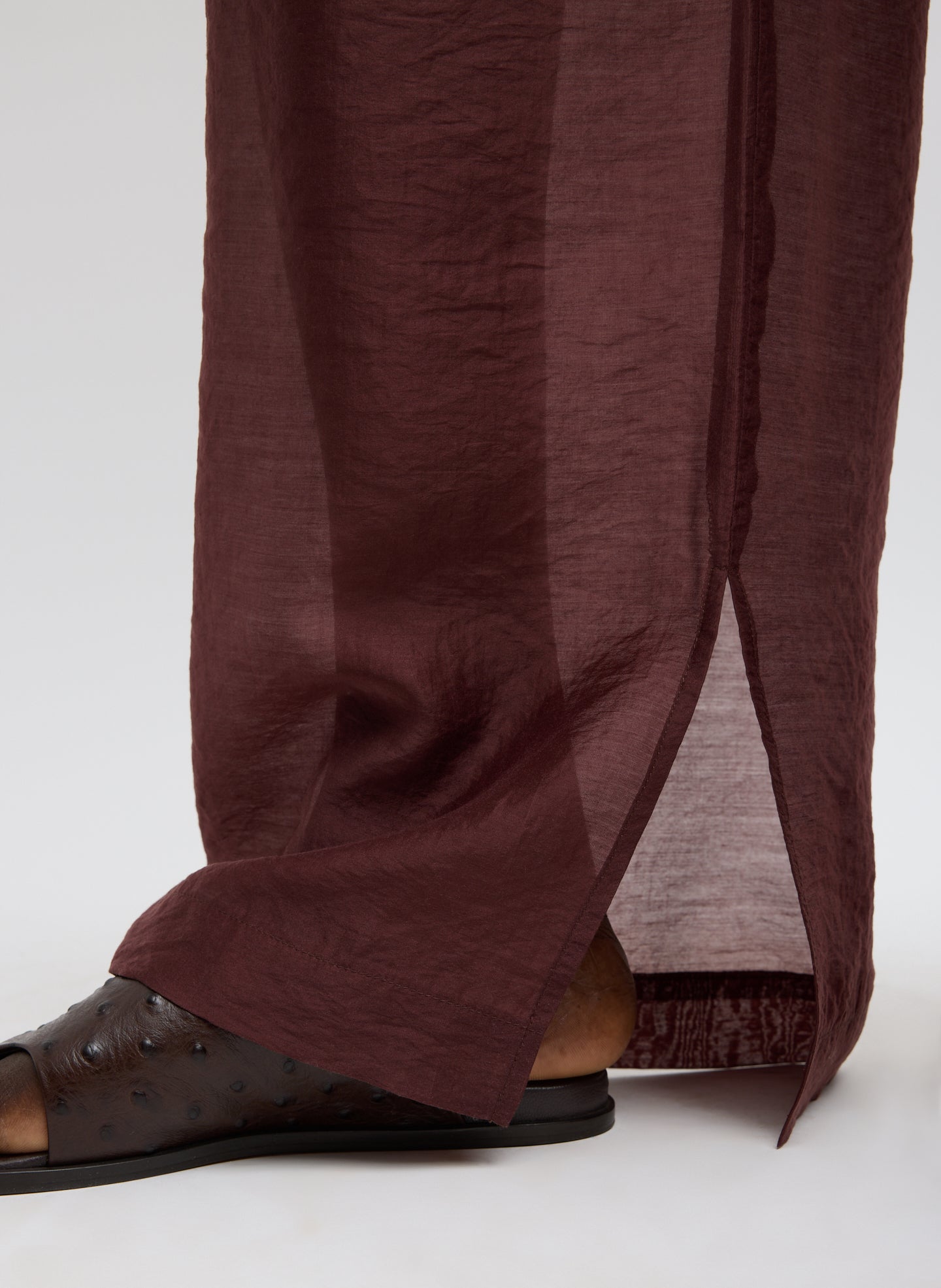 Summer Voile Stella Pant With Slit Detail | Tibi Russet Brown