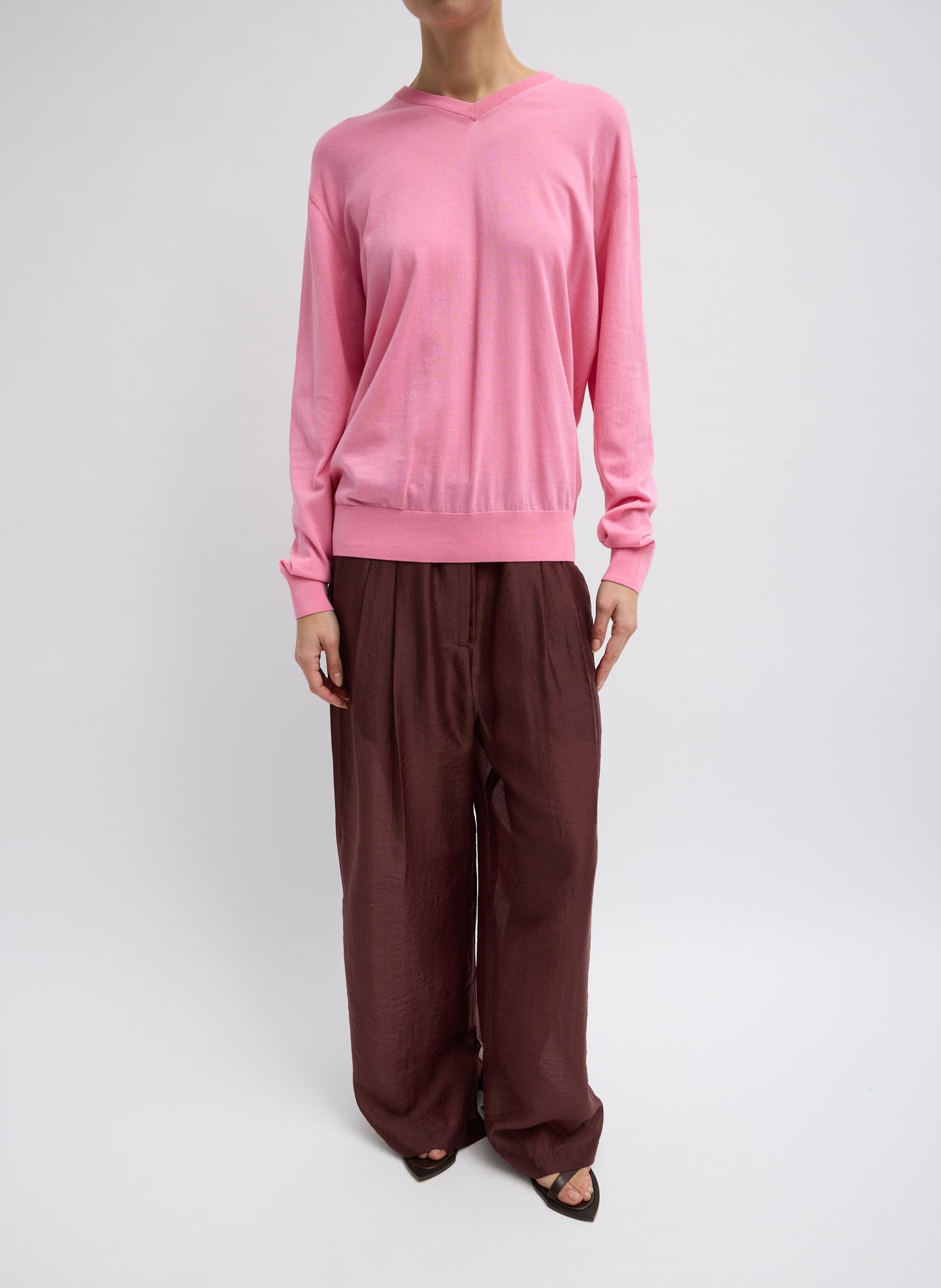 Summer Voile Stella Pant With Slit Detail | Tibi Russet Brown