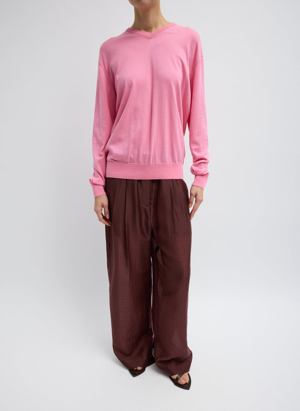 Summer Voile Stella Pant With Slit Detail | Tibi Russet Brown