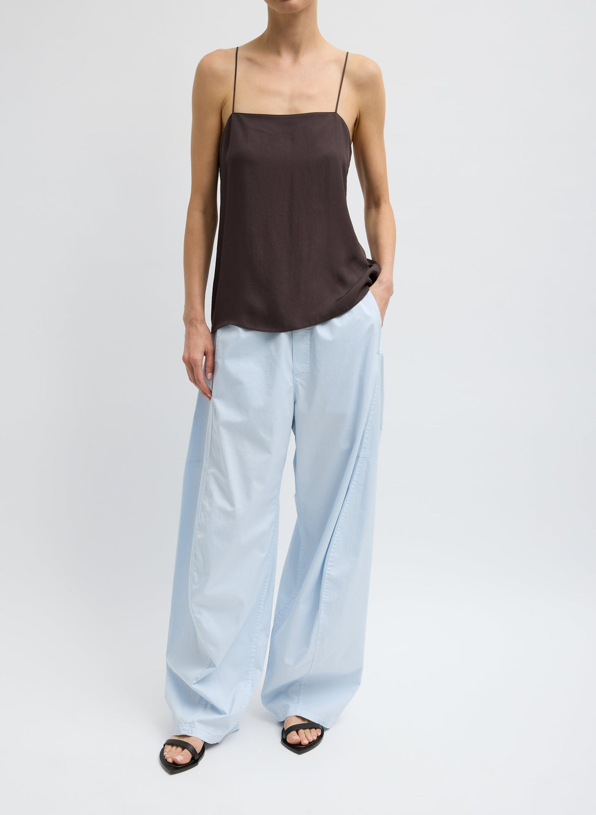 Garment Dyed Silky Cotton Winslow Pull On Pant | Tibi Pale Blue