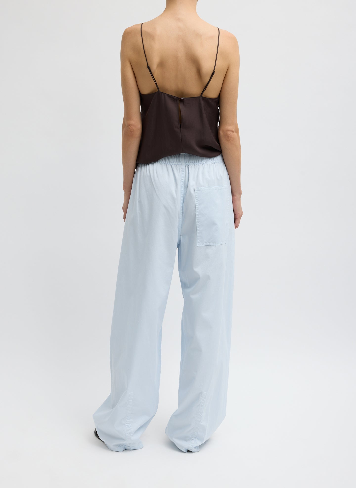 Garment Dyed Silky Cotton Winslow Pull On Pant | Tibi Pale Blue