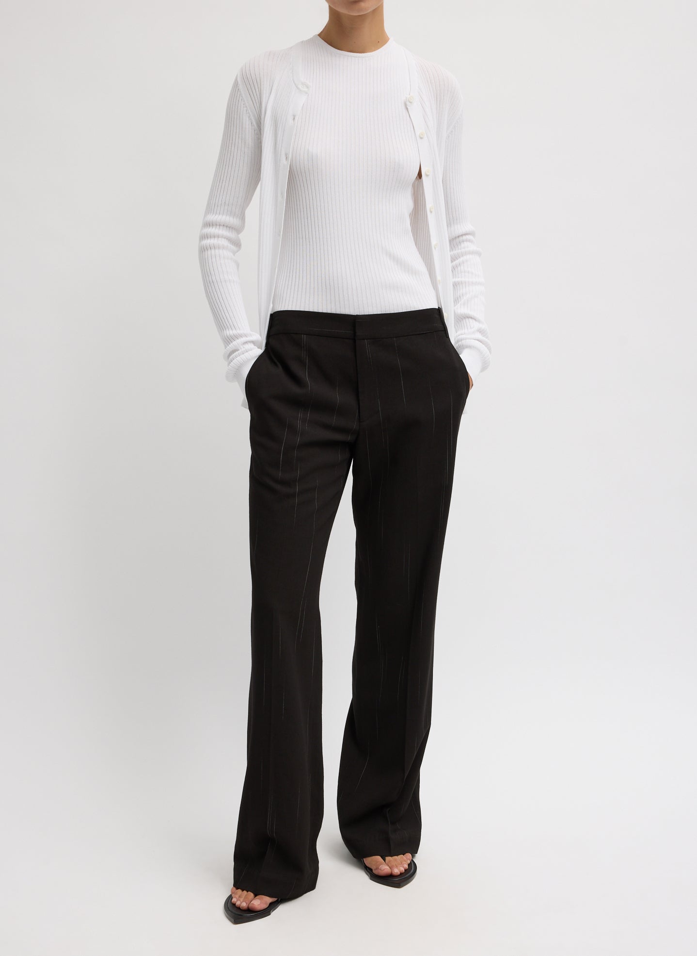 Viscose Suiting Isaac Pant | Tibi Black Multi