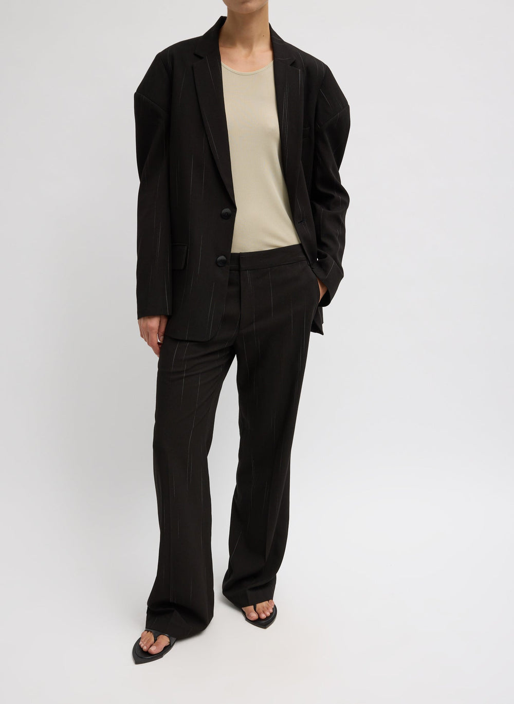 Viscose Suiting Isaac Pant | Tibi Black Multi