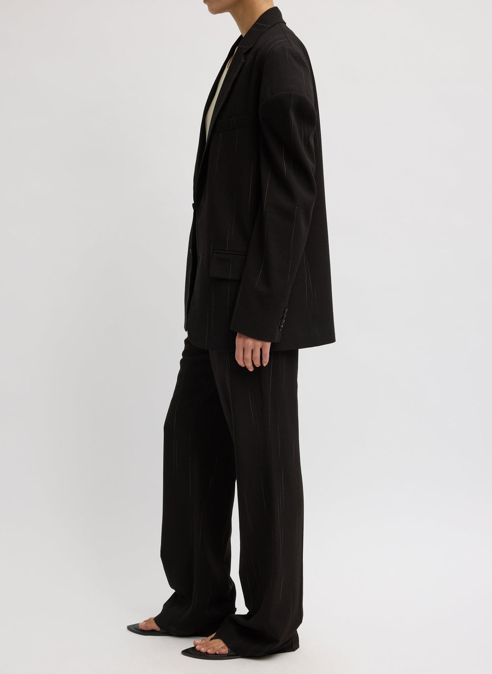 Viscose Suiting Isaac Pant | Tibi Black Multi