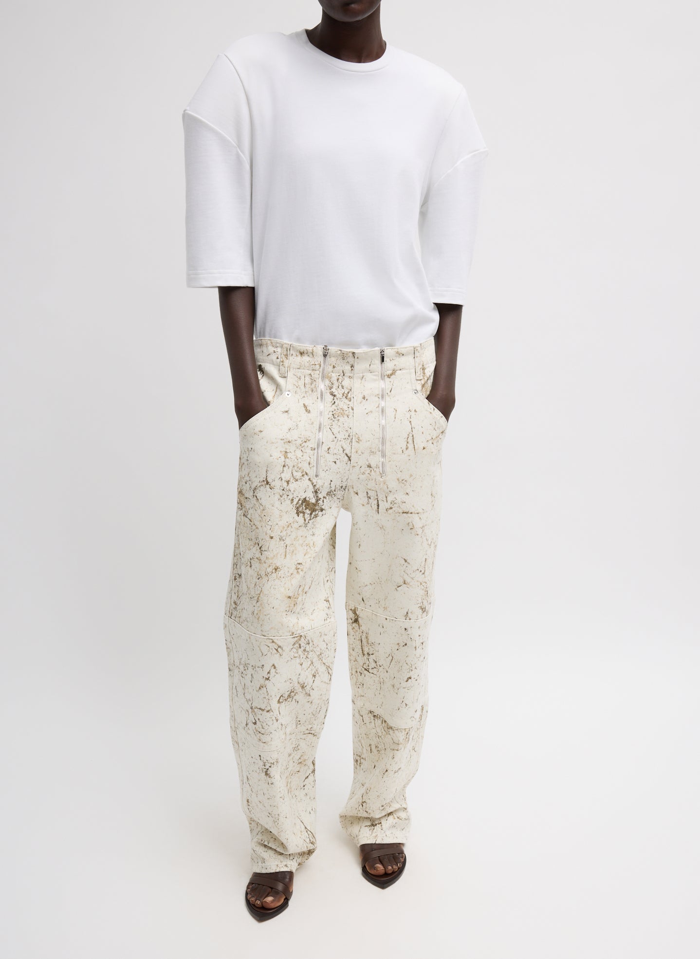 Calcimin Denim Fischer Jean | Tibi Ivory Multi
