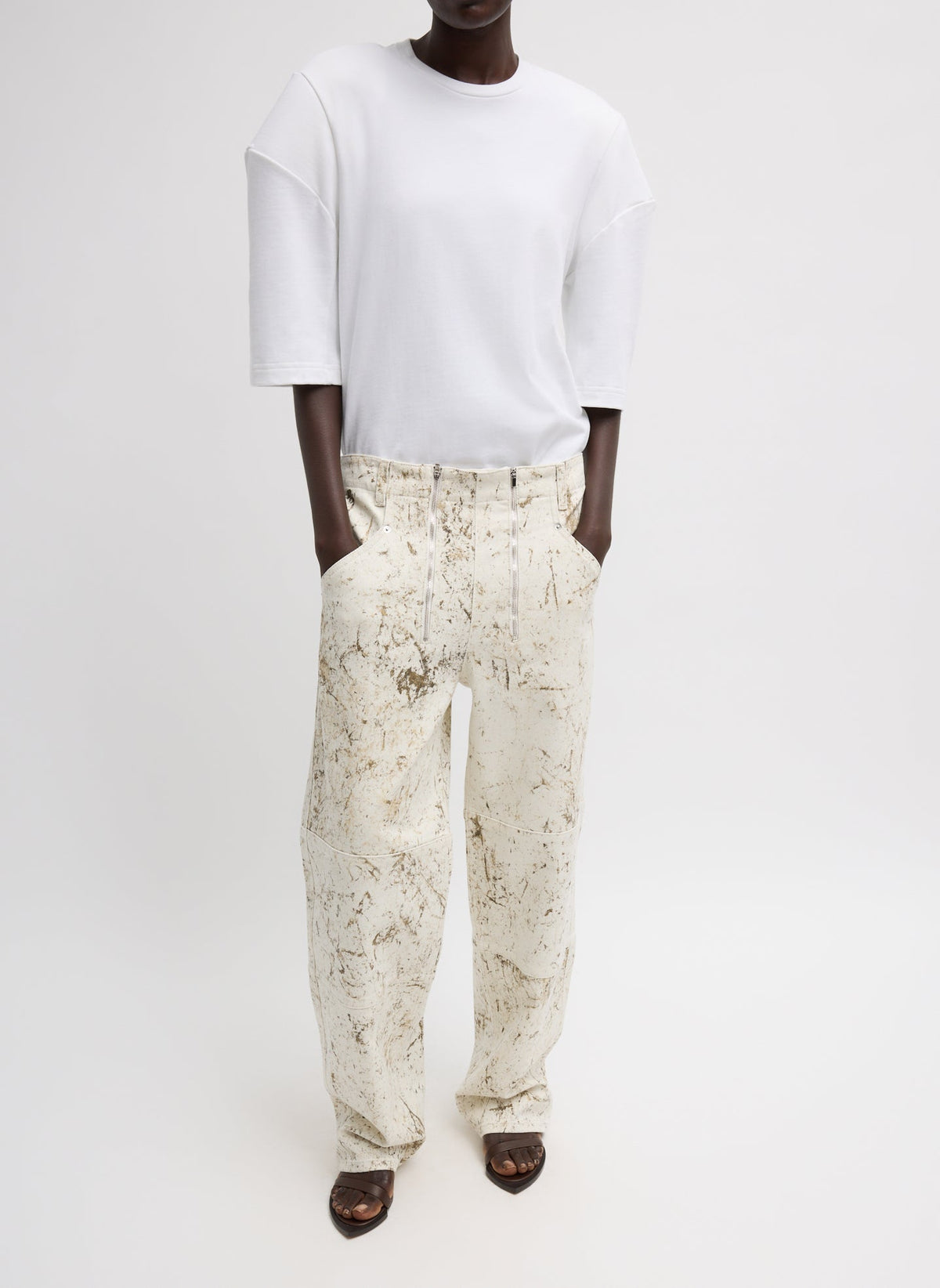 Calcimin Denim Fischer Jean | Tibi Ivory Multi