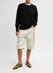 Calcimin Denim Tuck Jean Shorts | Tibi Ivory Multi