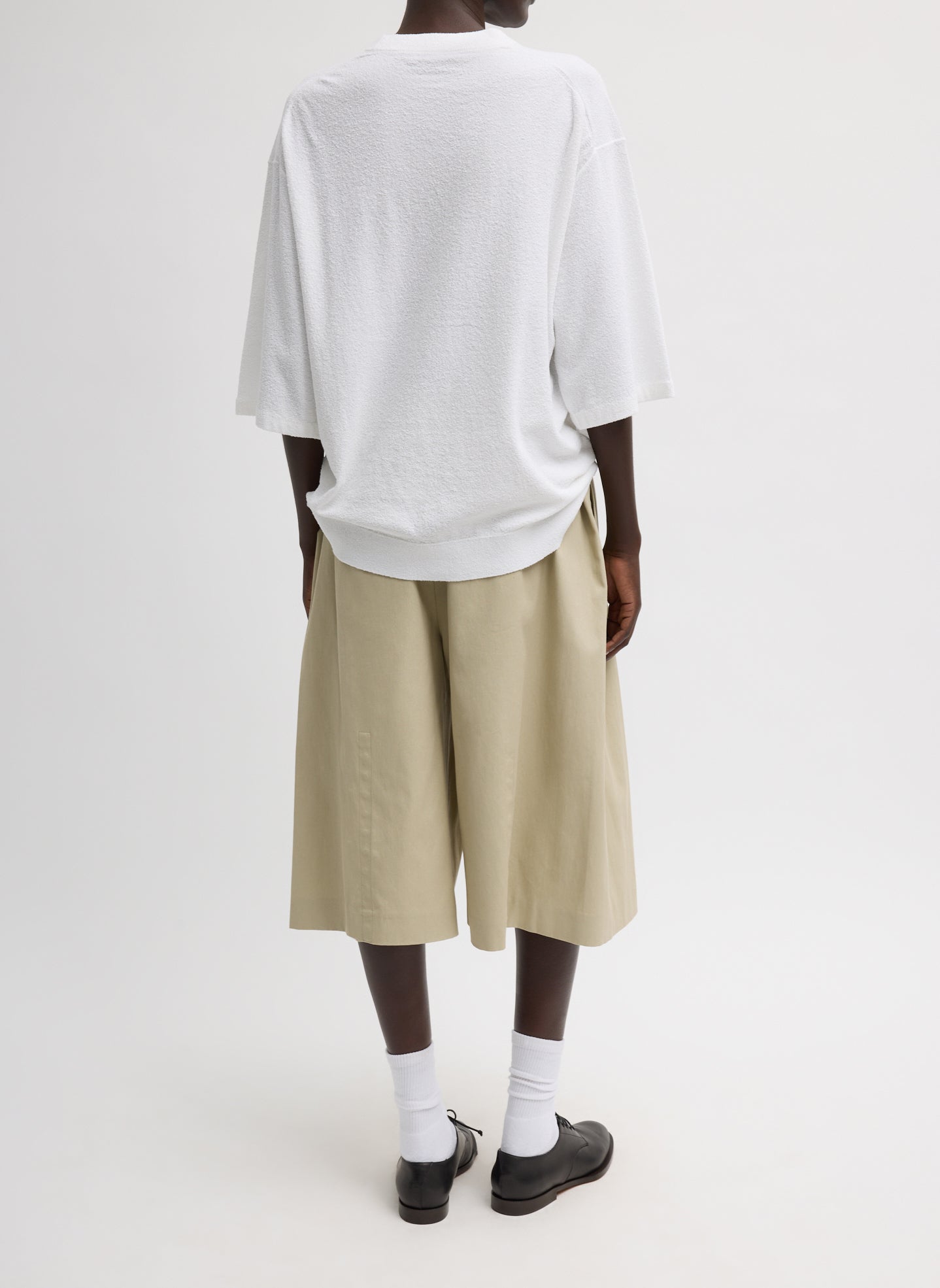 Luxe Spring Twill Tucked Pleated Wide Leg Short | Tibi Taupe