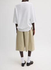 Luxe Spring Twill Tucked Pleated Wide Leg Short | Tibi Taupe