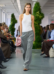 Structured Wool Zip Front Trouser | Tibi Grey Multi