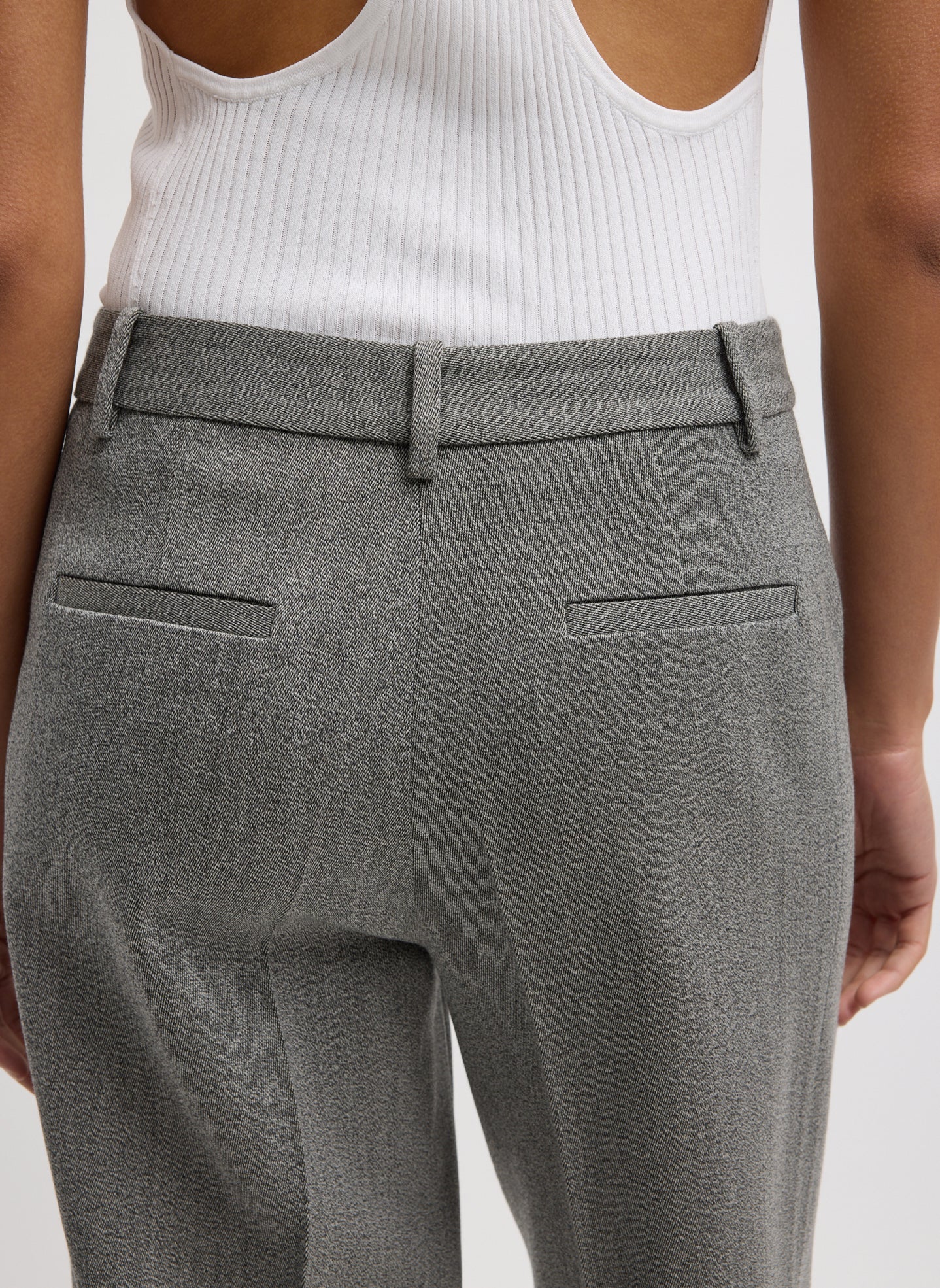 Structured Wool Zip Front Trouser | Tibi Grey Multi