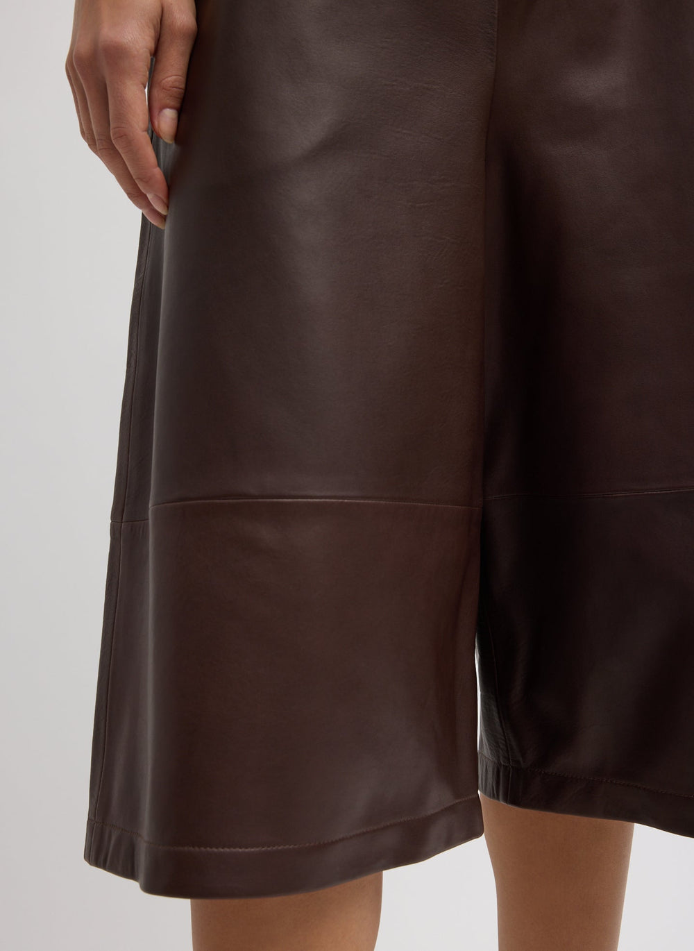 Leather Relaxed Long Short | Tibi Brown