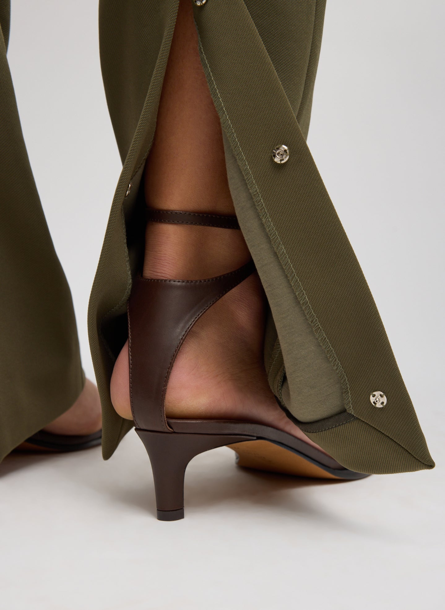 Spring Bonded Twill Elfie Trousers With Slits | Tibi Nori Green