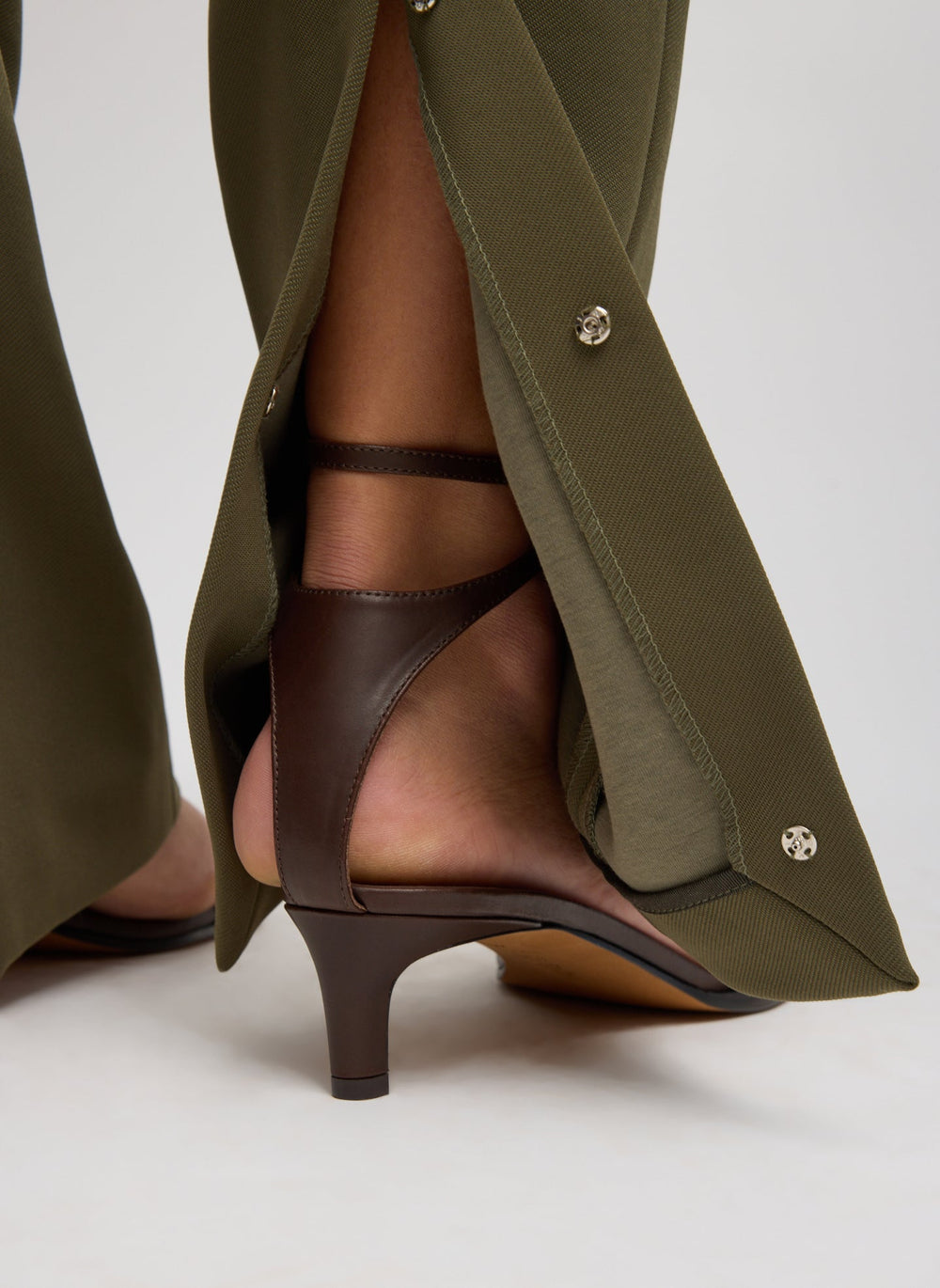 Spring Bonded Twill Elfie Trousers With Slits | Tibi Nori Green