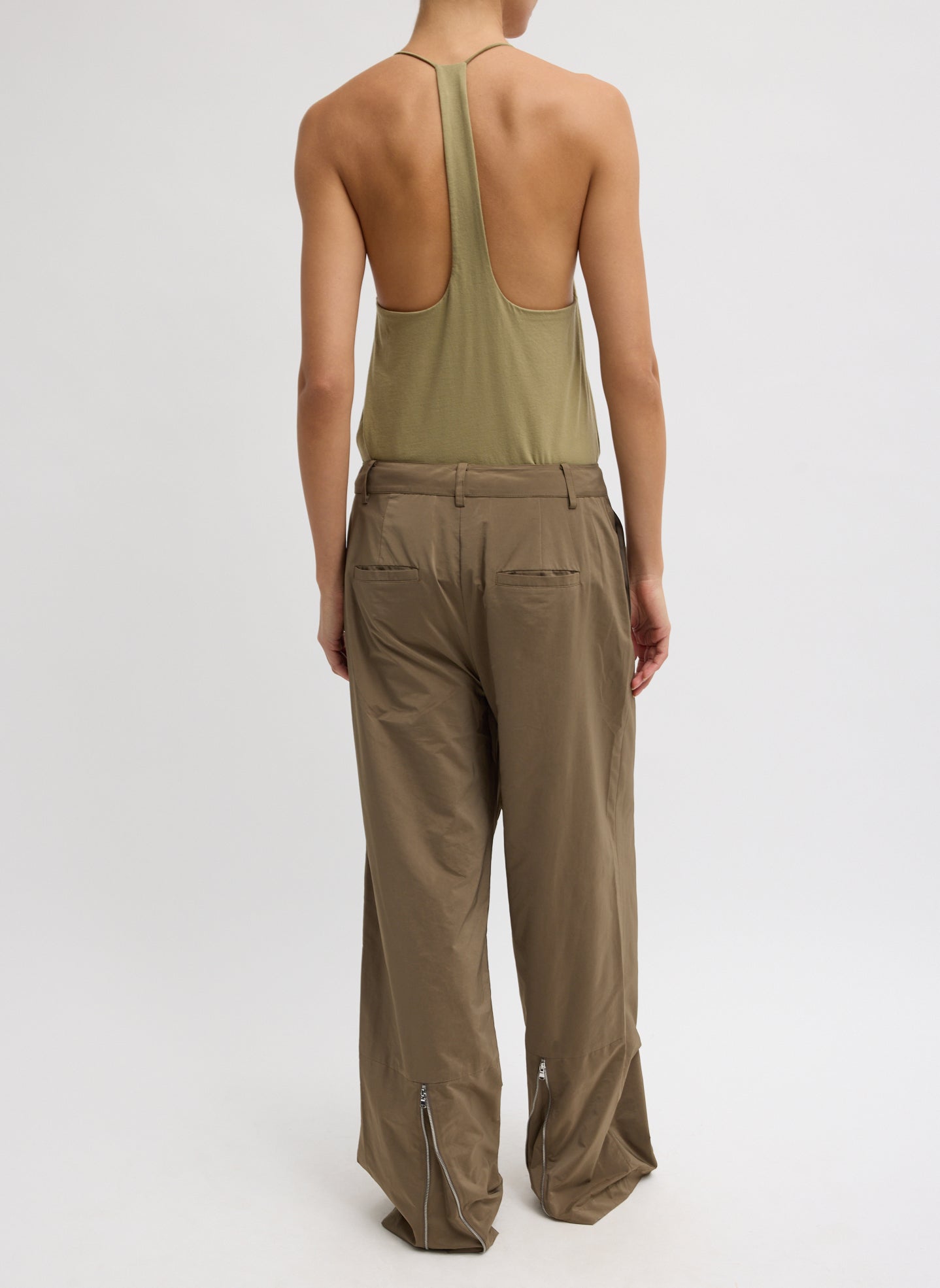 Nylon Zipper Trouser | Tibi Dark Taupe