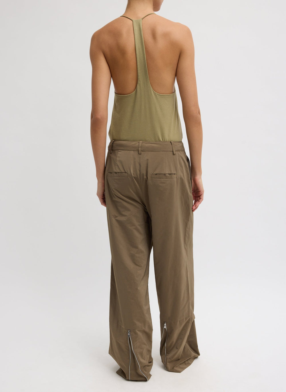 Nylon Zipper Trouser | Tibi Dark Taupe
