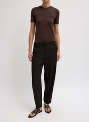 Viscose Suiting Reese Curved Ankle Pant | Tibi Black Multi