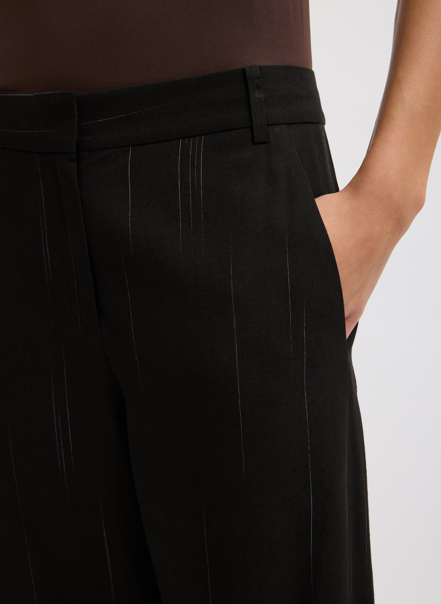 Viscose Suiting Reese Curved Ankle Pant | Tibi Black Multi