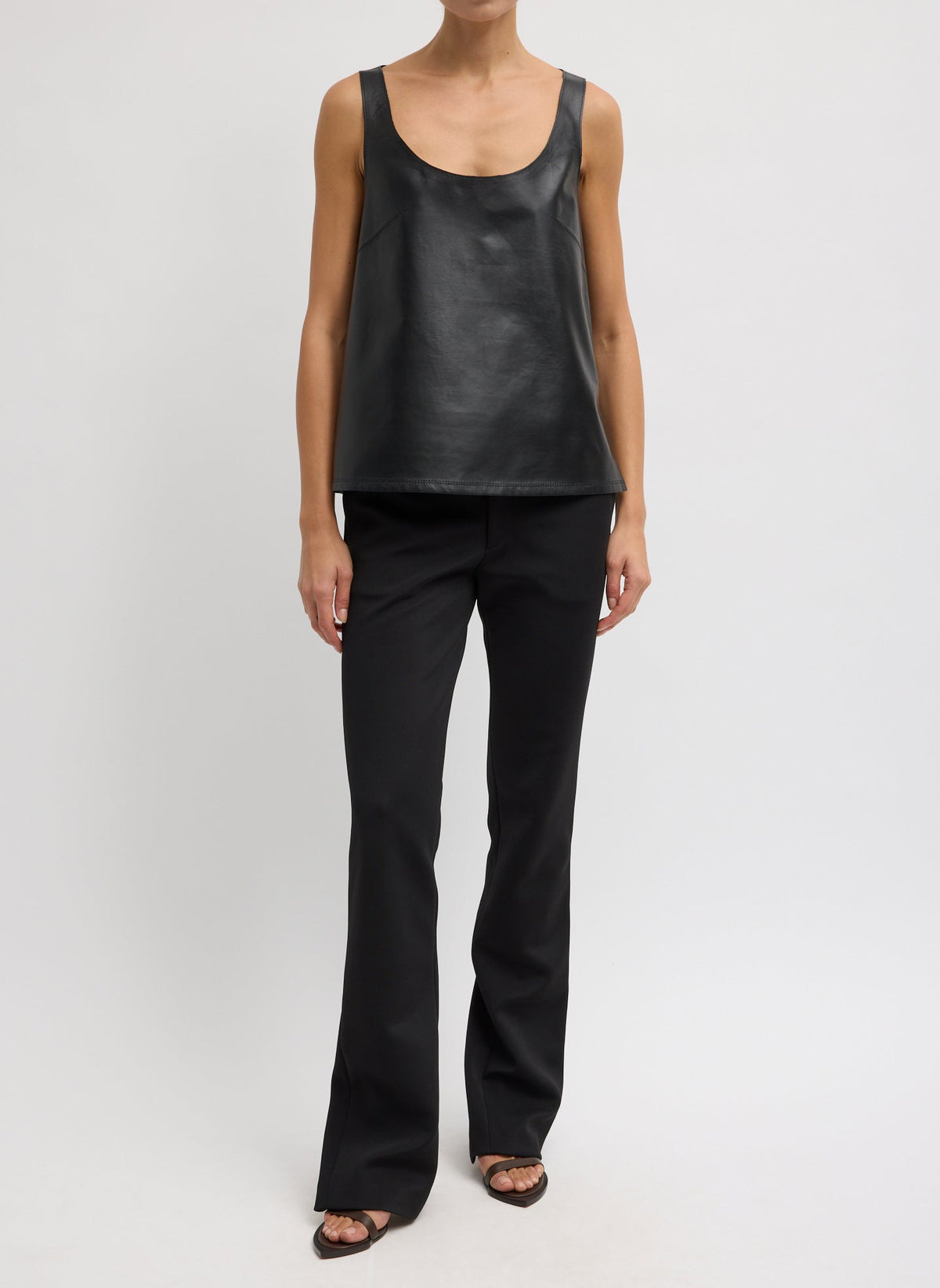 Spring Bonded Twill Elfie Trousers With Slits | Tibi Black