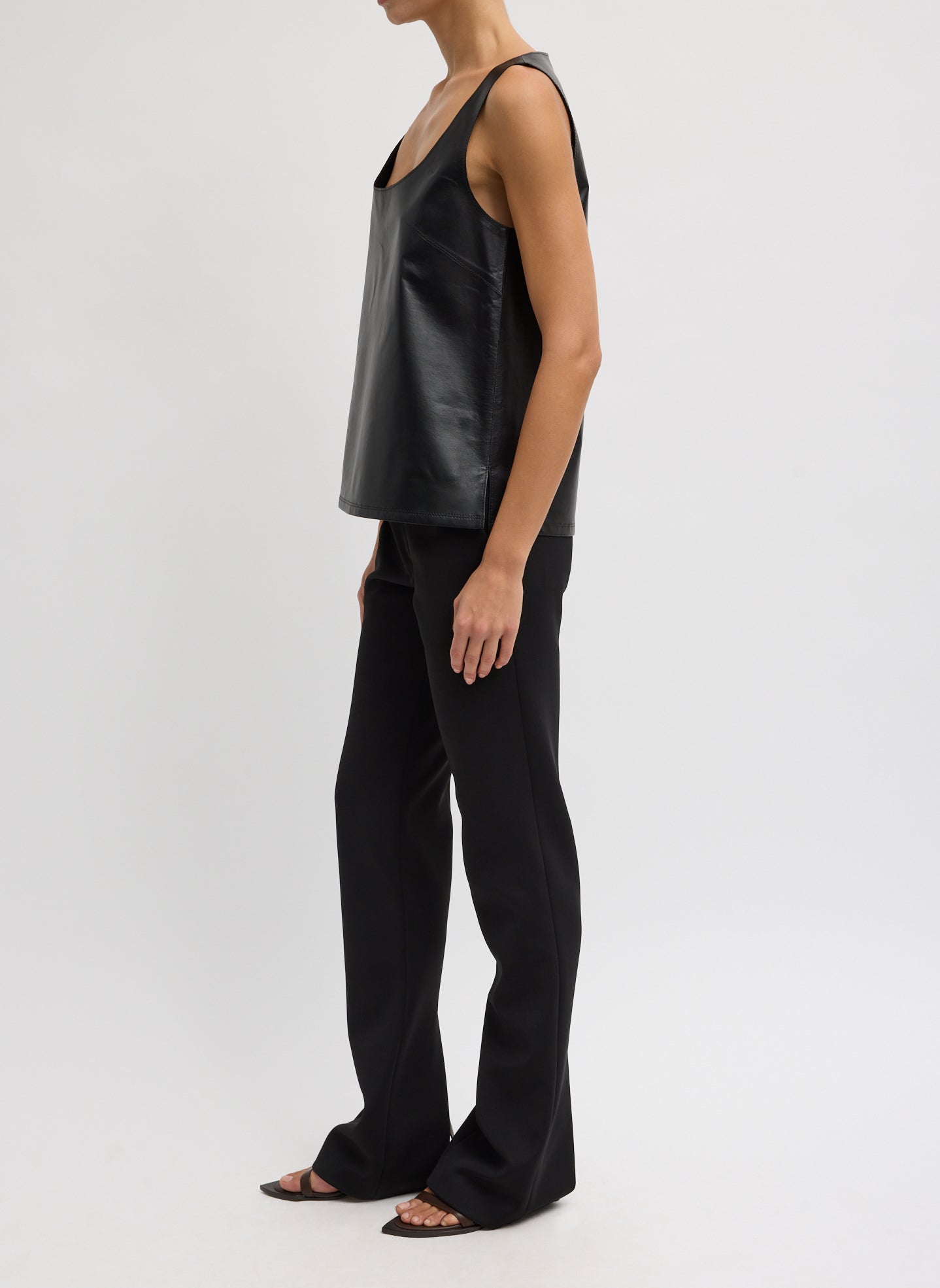 Spring Bonded Twill Elfie Trousers With Slits | Tibi Black