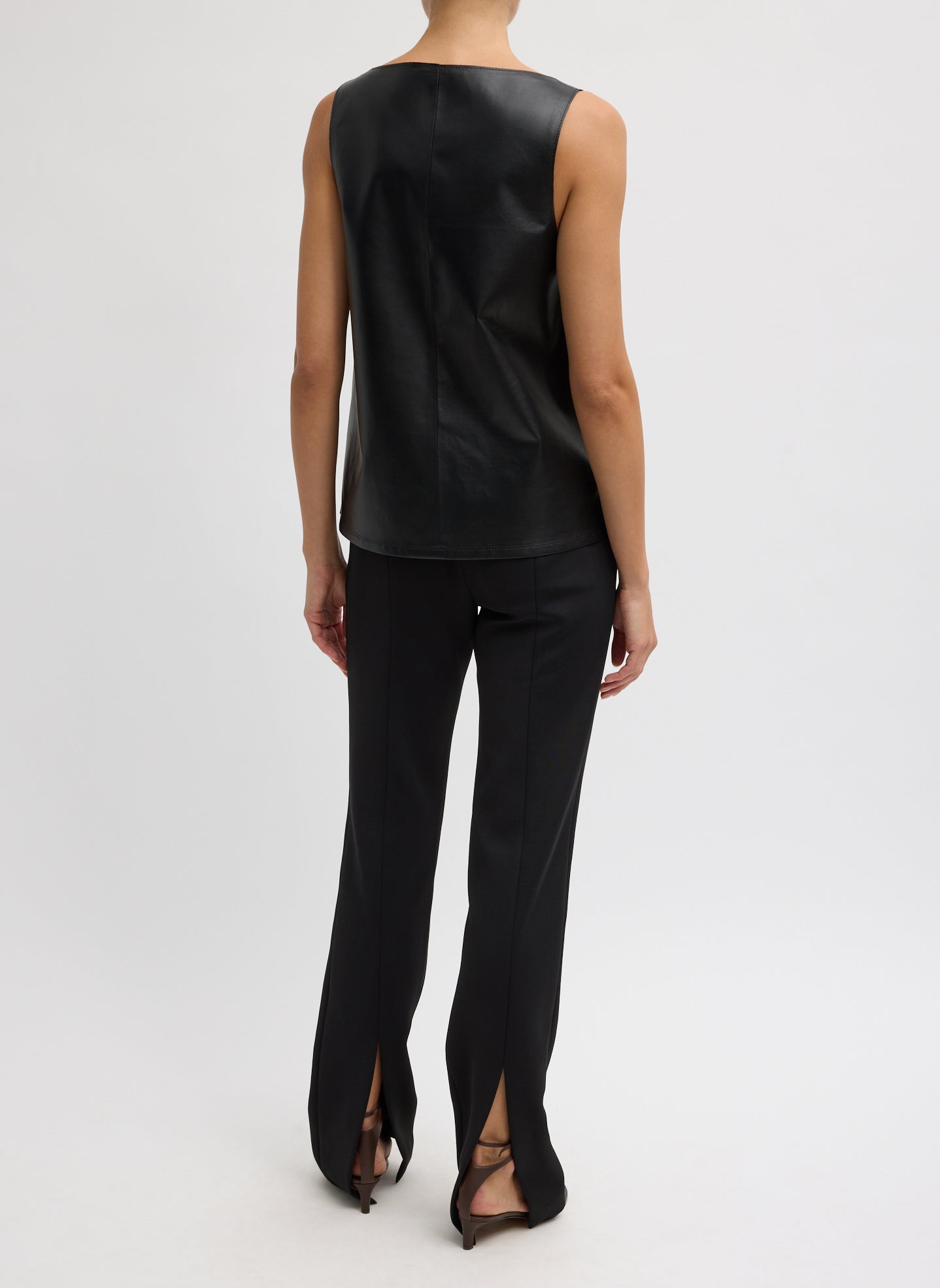 Spring Bonded Twill Elfie Trousers With Slits | Tibi Black
