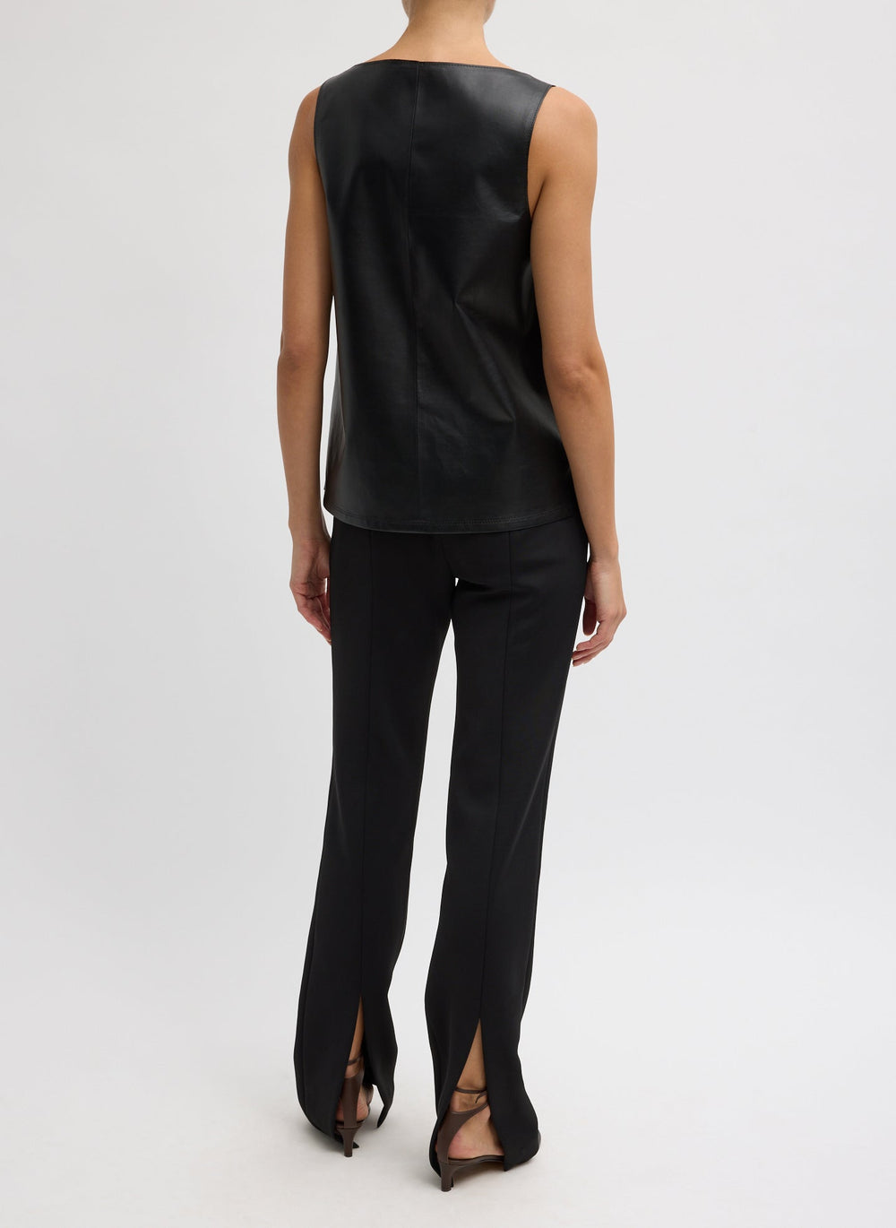 Spring Bonded Twill Elfie Trousers With Slits | Tibi Black