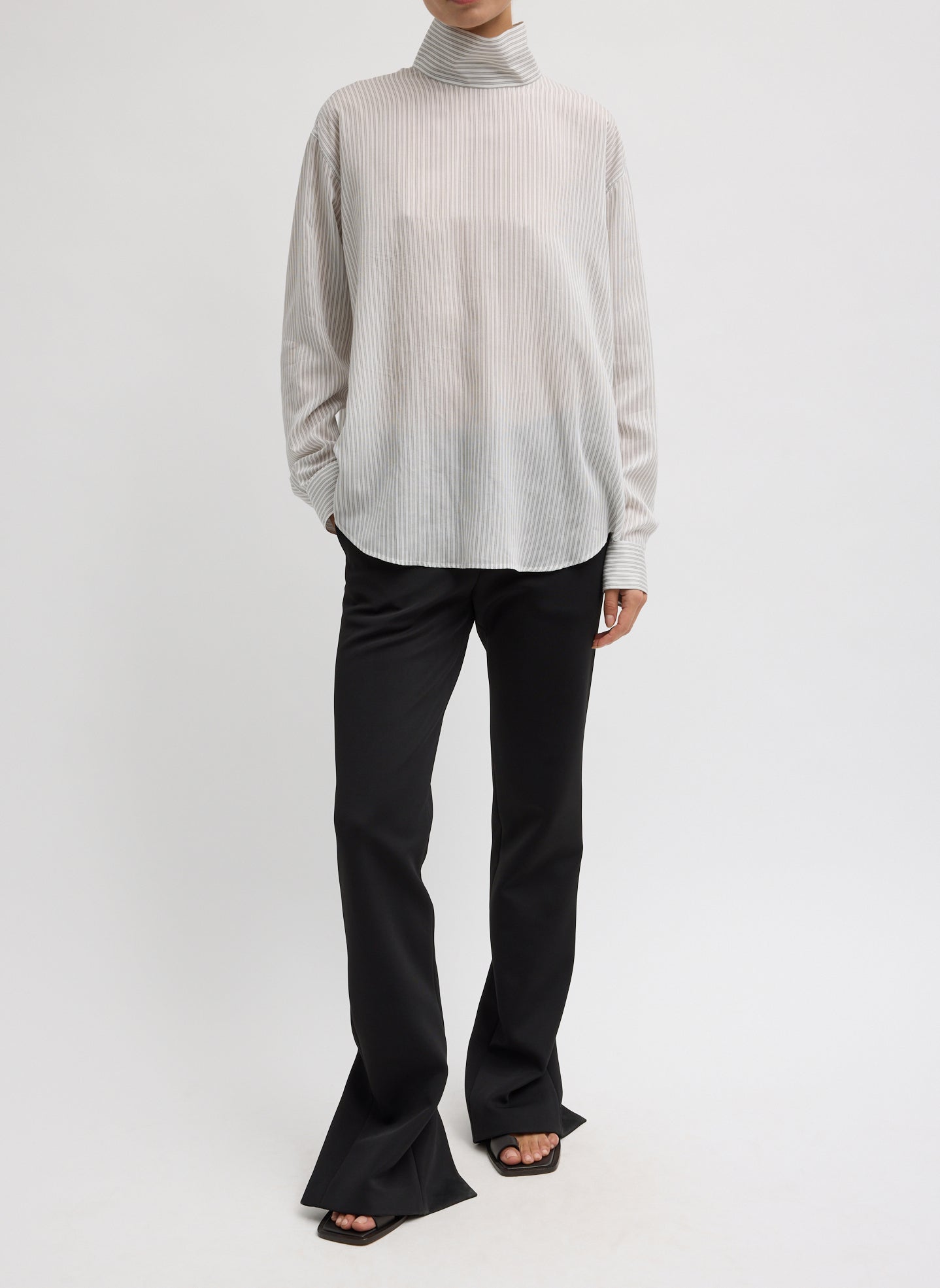 Spring Bonded Twill Elfie Trousers With Slits | Tibi Black