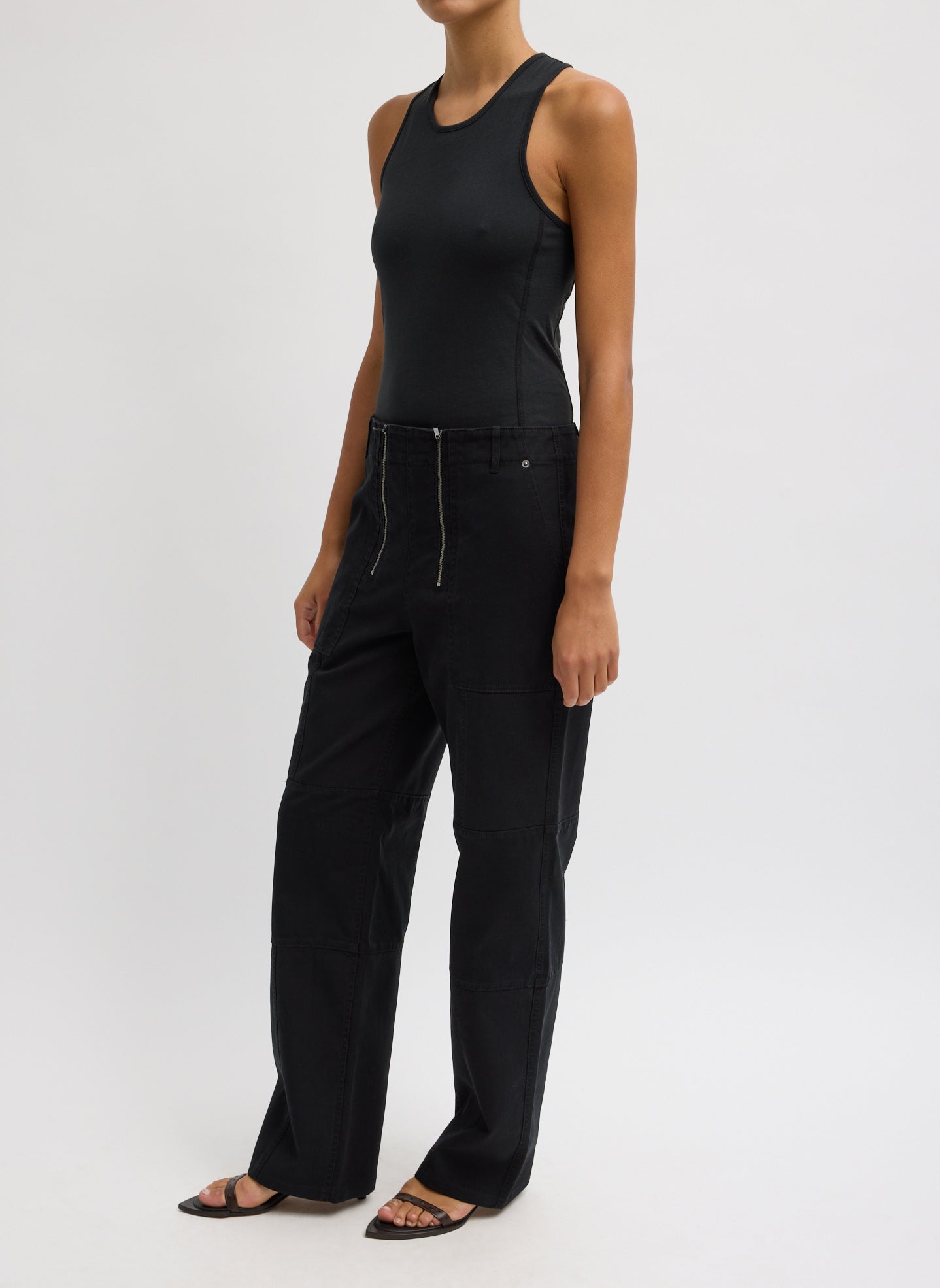 Patchwork Twill Cargo Fischer Jean | Tibi Black