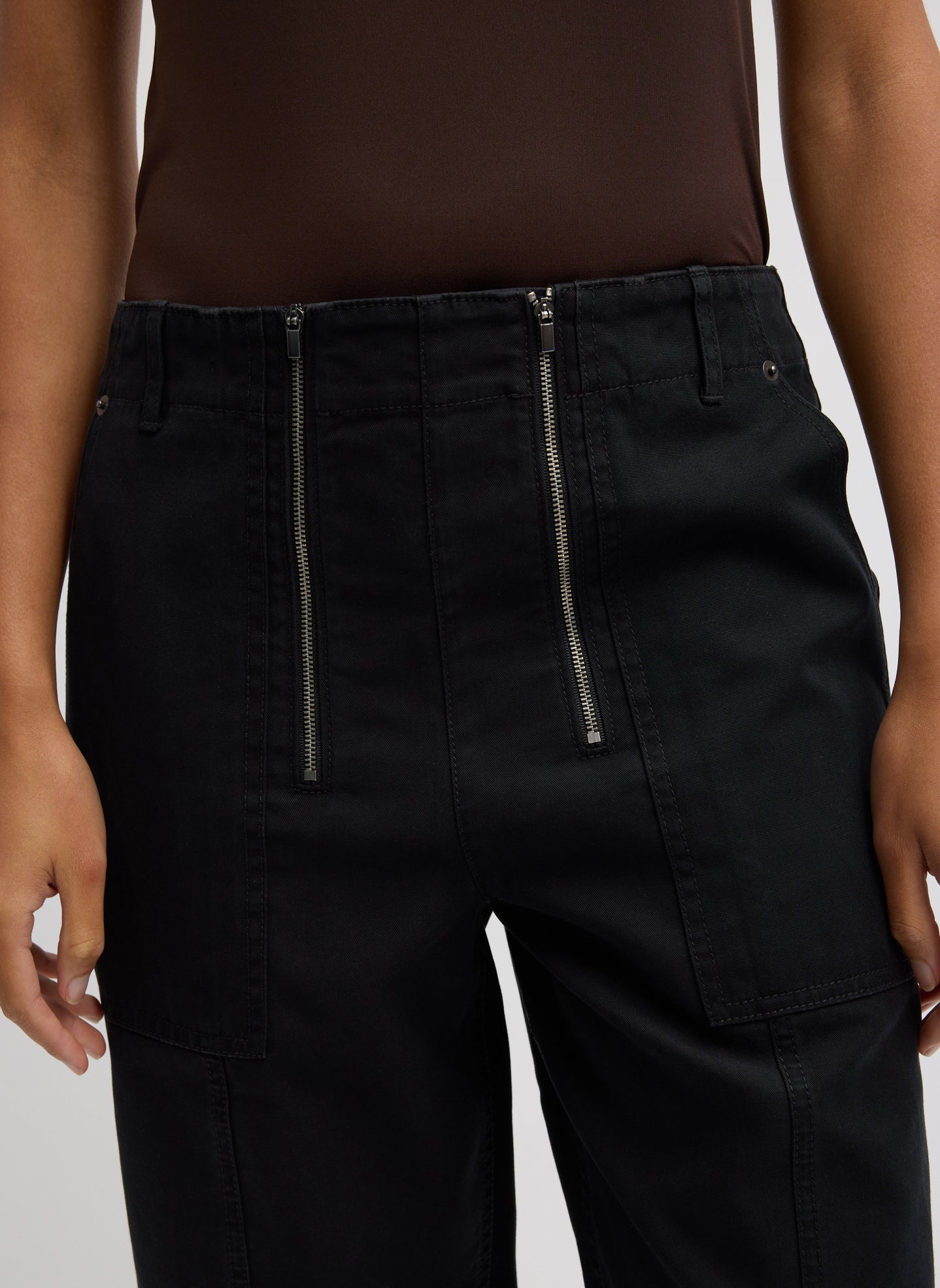 Patchwork Twill Cargo Fischer Jean | Tibi Black