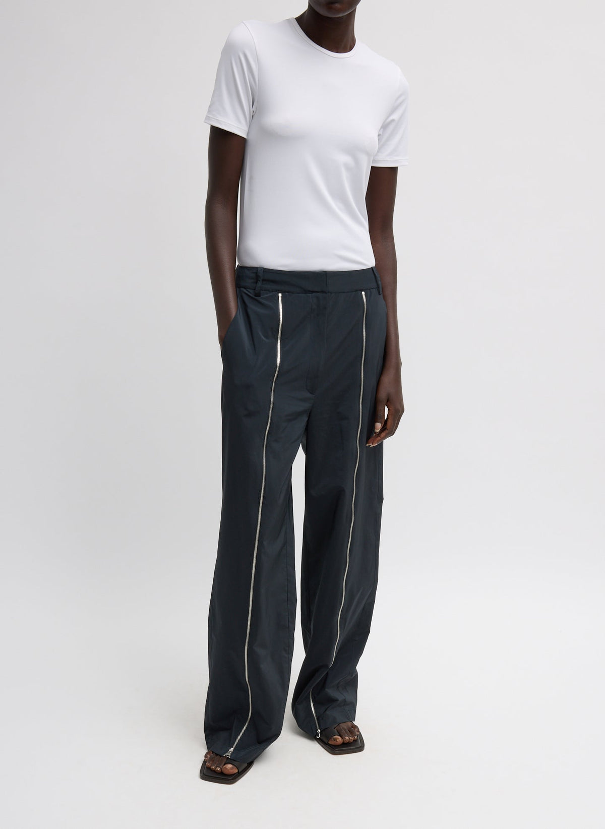 Nylon Zipper Trouser | Tibi Black