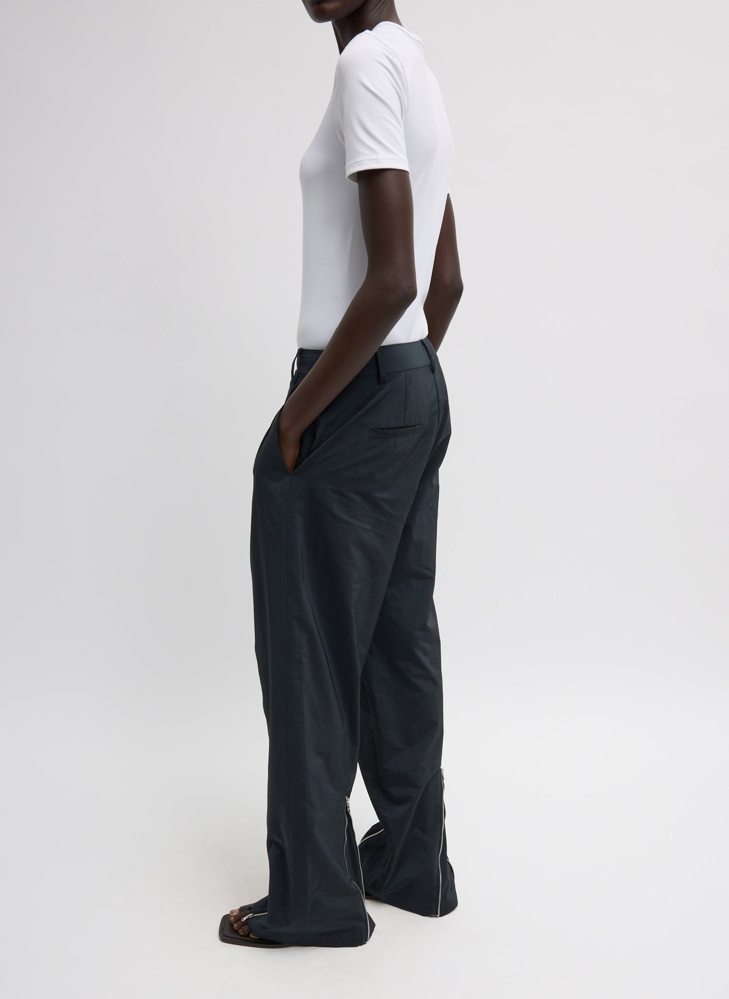 Nylon Zipper Trouser | Tibi Black