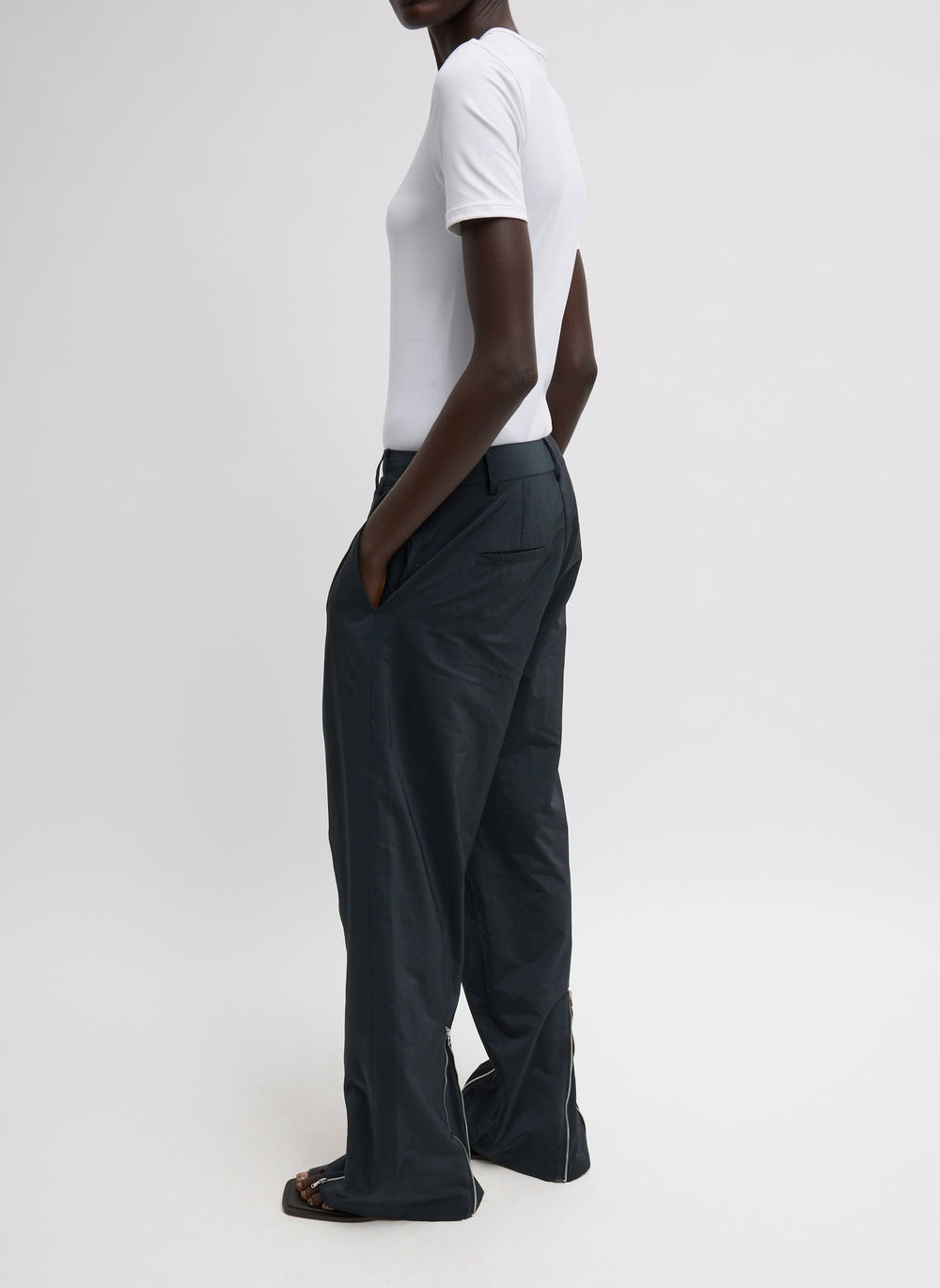 Nylon Zipper Trouser | Tibi Black