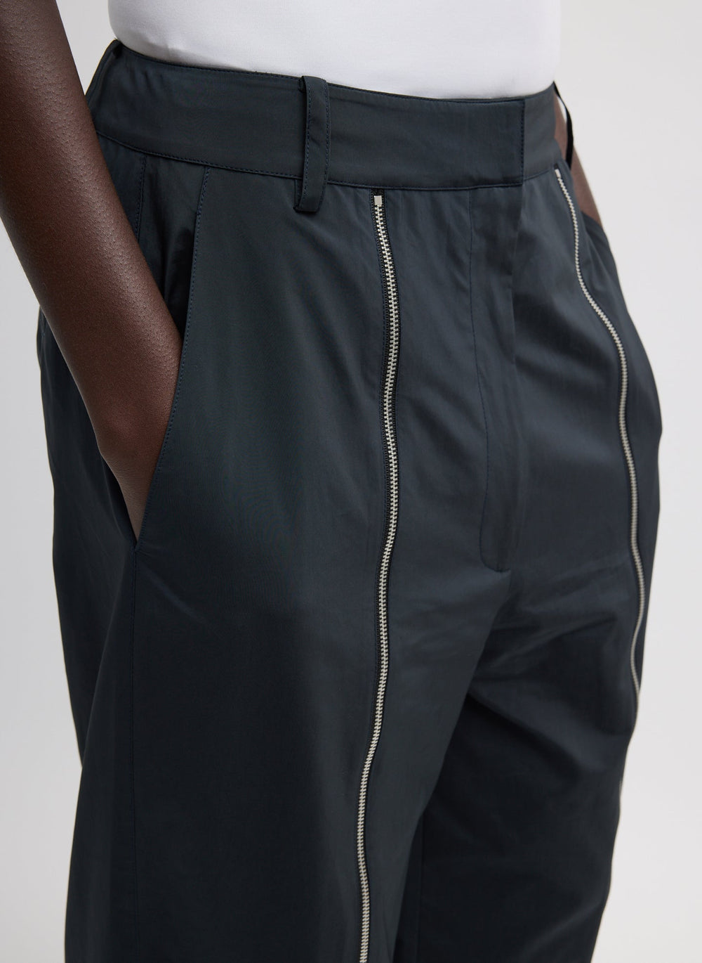 Nylon Zipper Trouser | Tibi Black