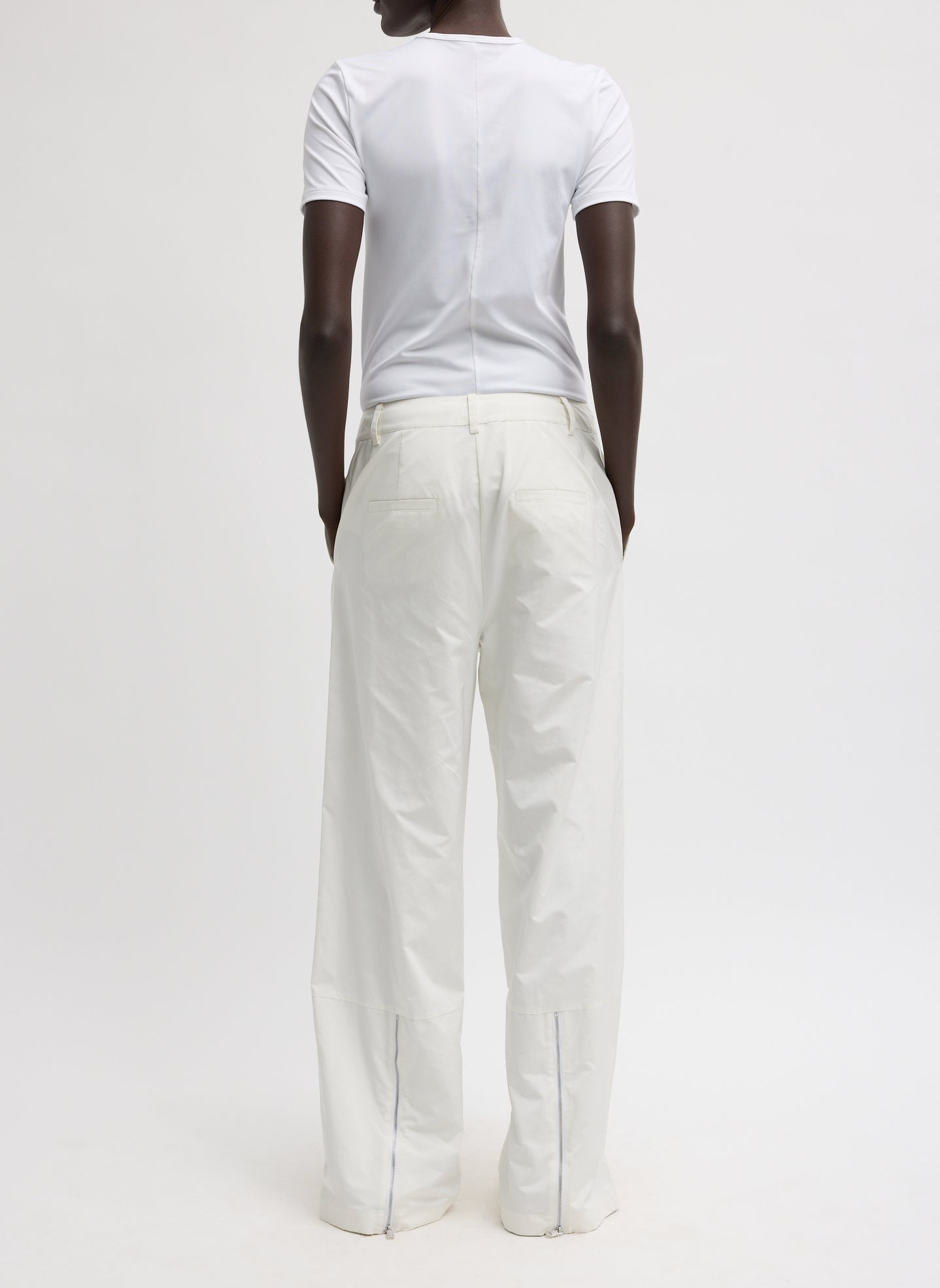 Nylon Zipper Trouser | Tibi White