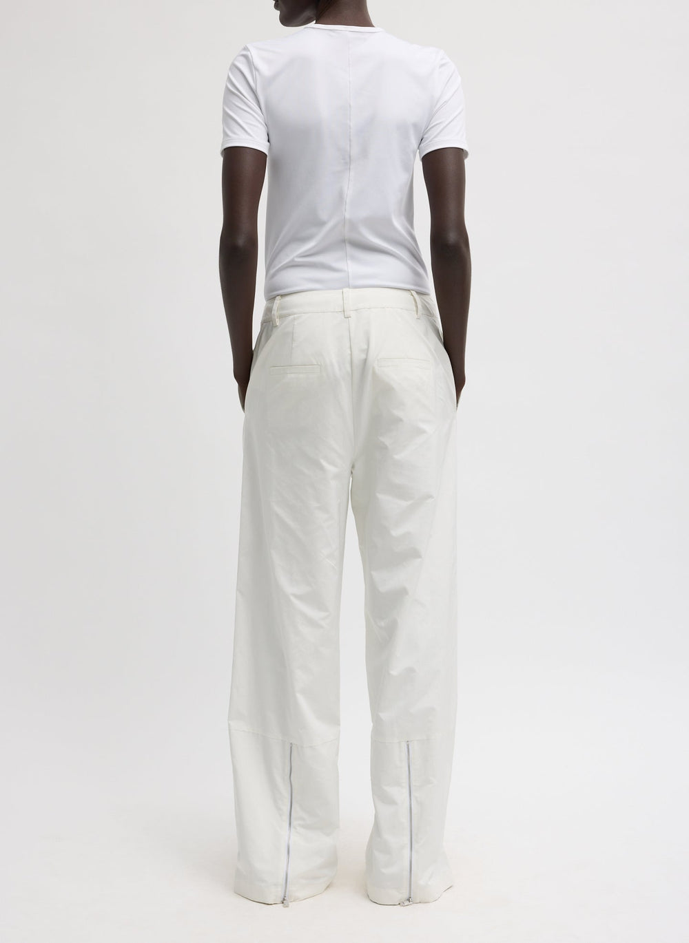 Nylon Zipper Trouser | Tibi White