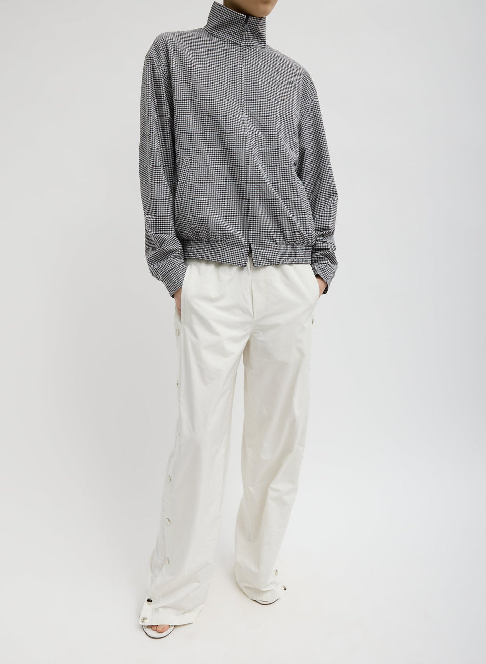 Nylon Snap Pull On Jogger | Tibi White