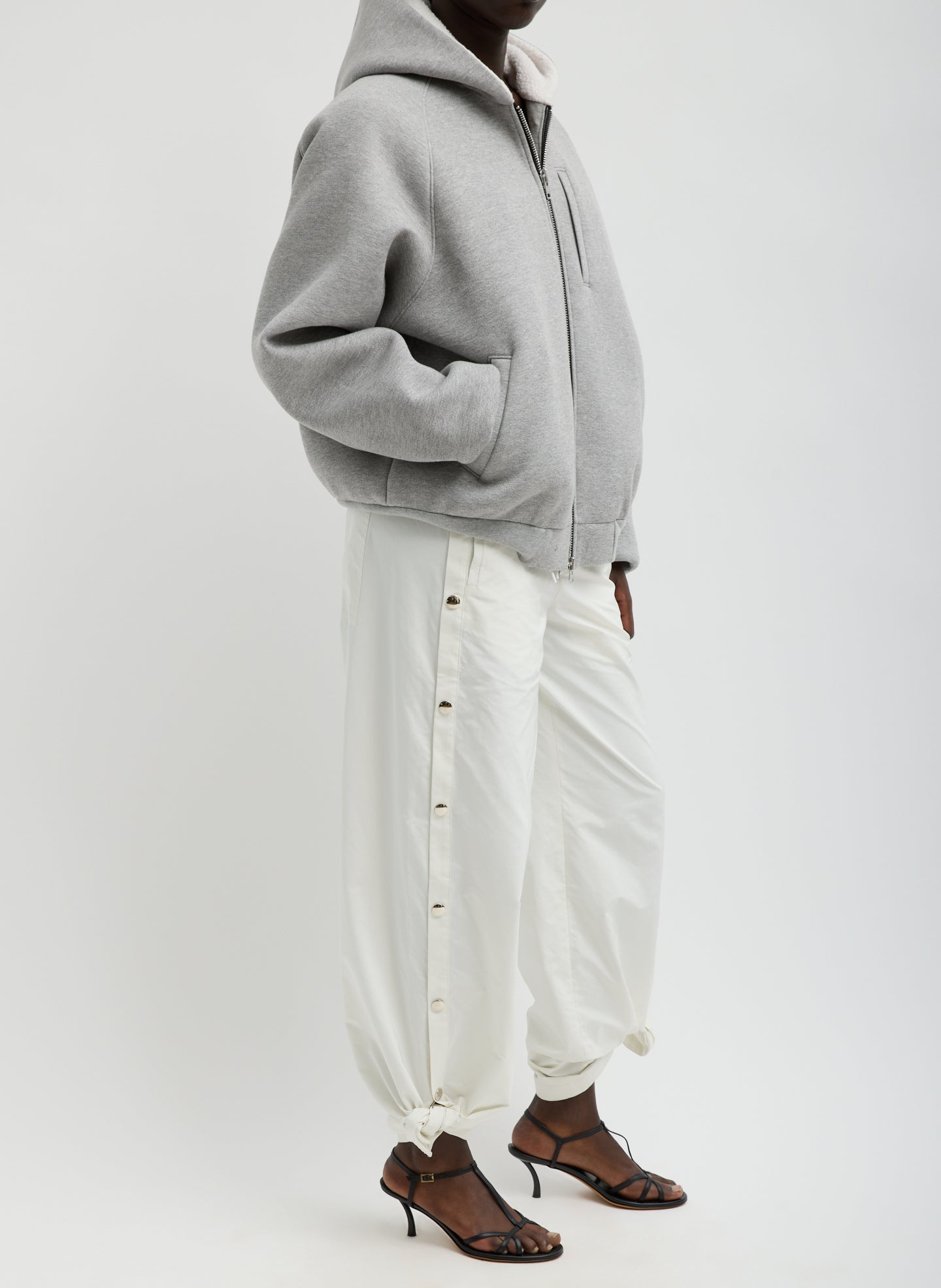 Nylon Snap Pull On Jogger | Tibi White