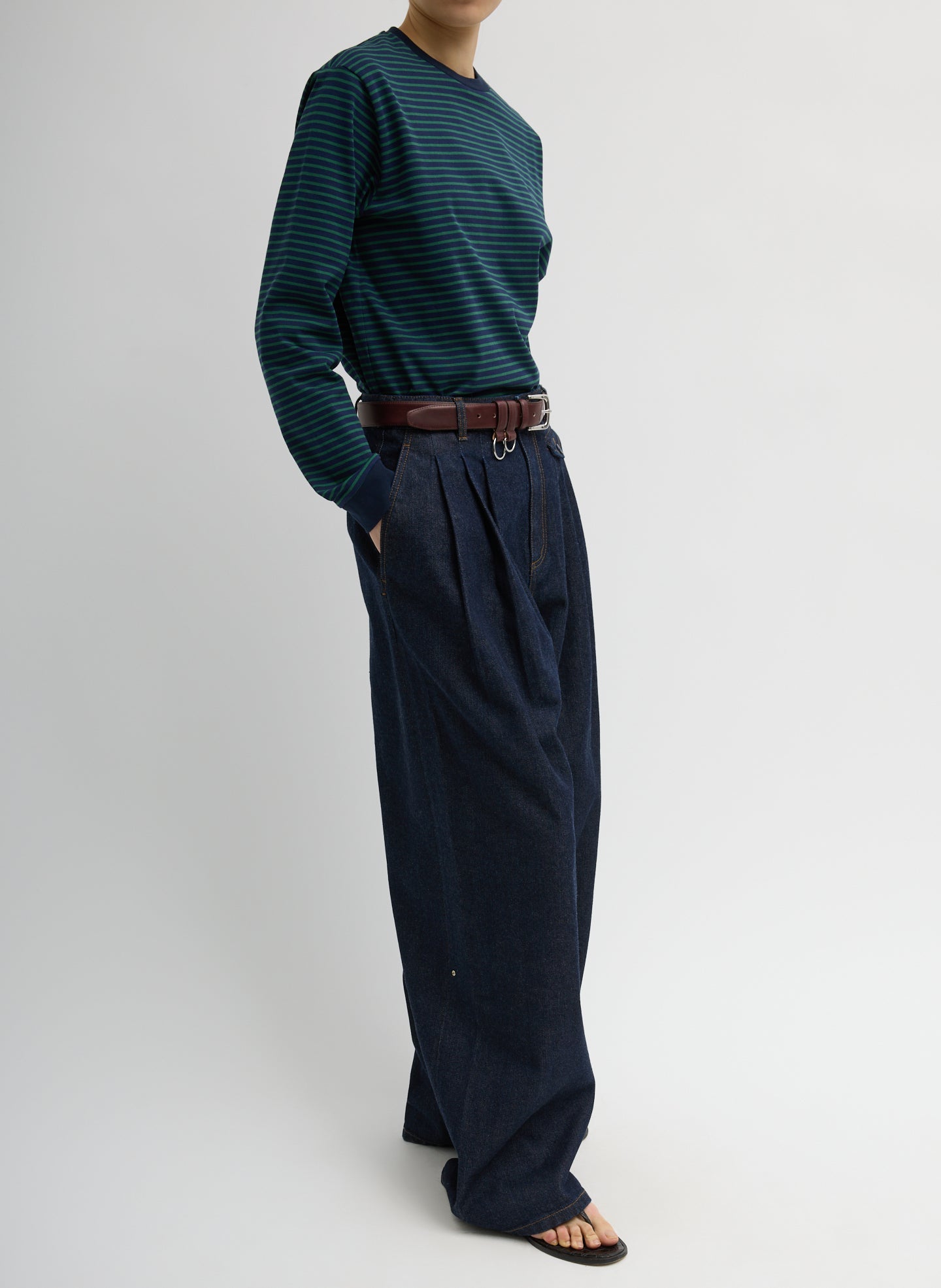 Indigo Denim Triple Pleat Jean | Tibi Indigo