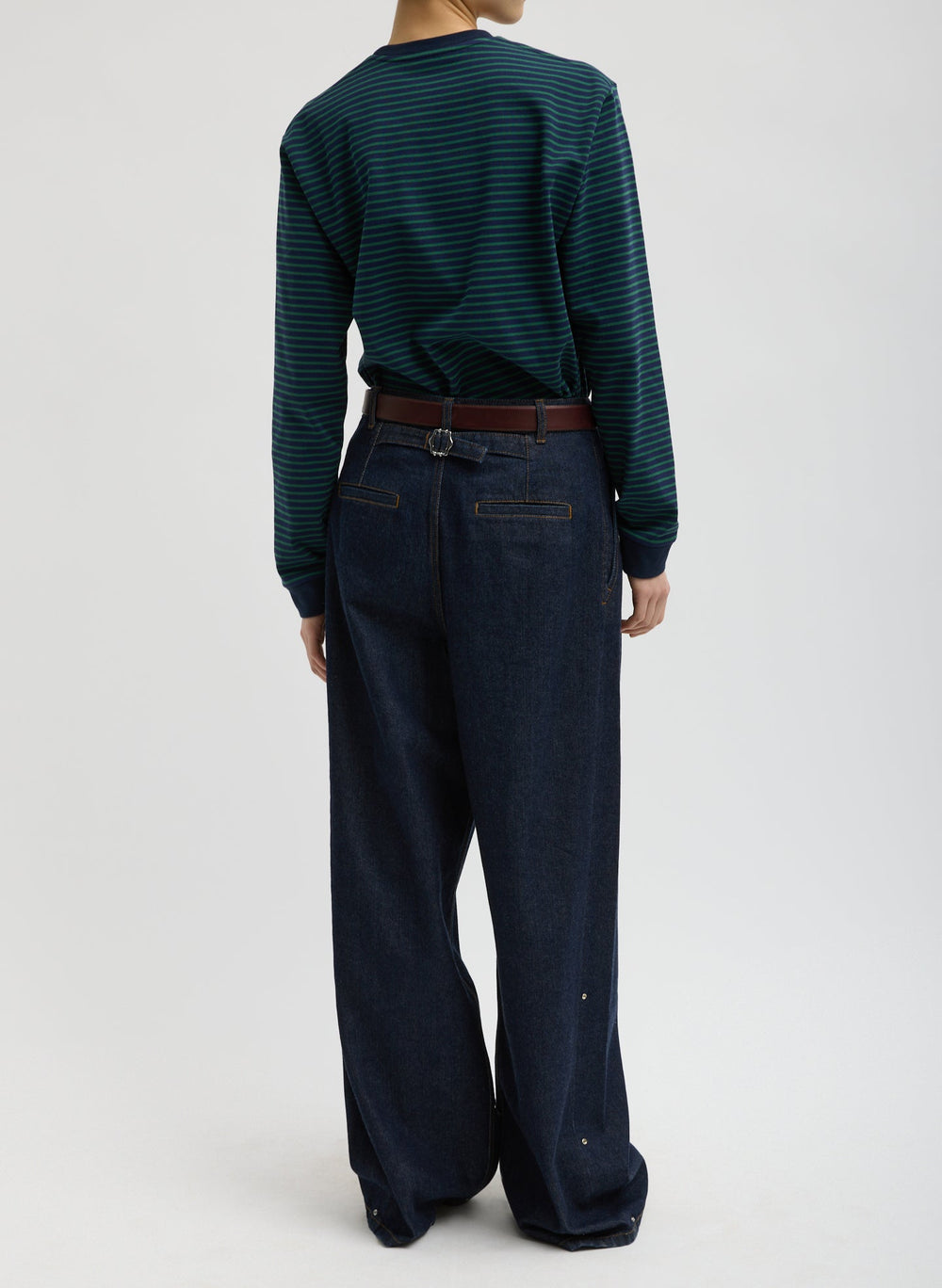Indigo Denim Triple Pleat Jean | Tibi Indigo