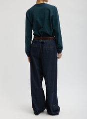 Indigo Denim Triple Pleat Jean | Tibi Indigo